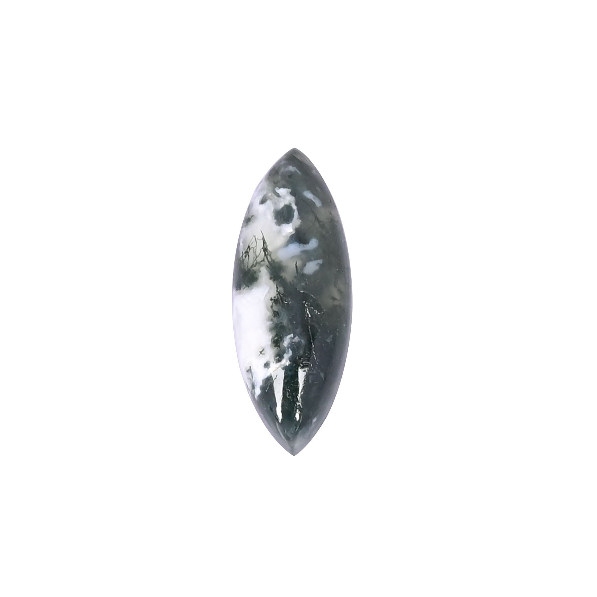 Natural Moss Agate Loose Gemstone 101 Carat Marquise 24x9 mm Flat-back Cabochon for Jewelry Making 1 Pcs