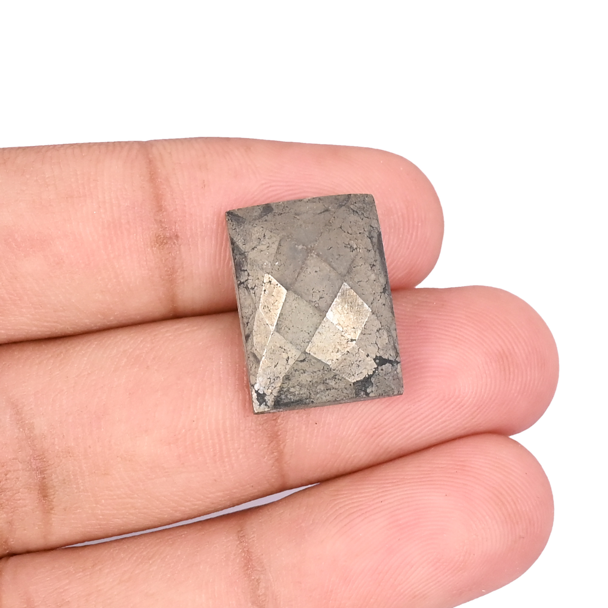 Natural Pyrite Loose Gemstone 241 Carat Rectangle 18x13 mm Flat-back Faceted for Jewelry Making  1 Pcs