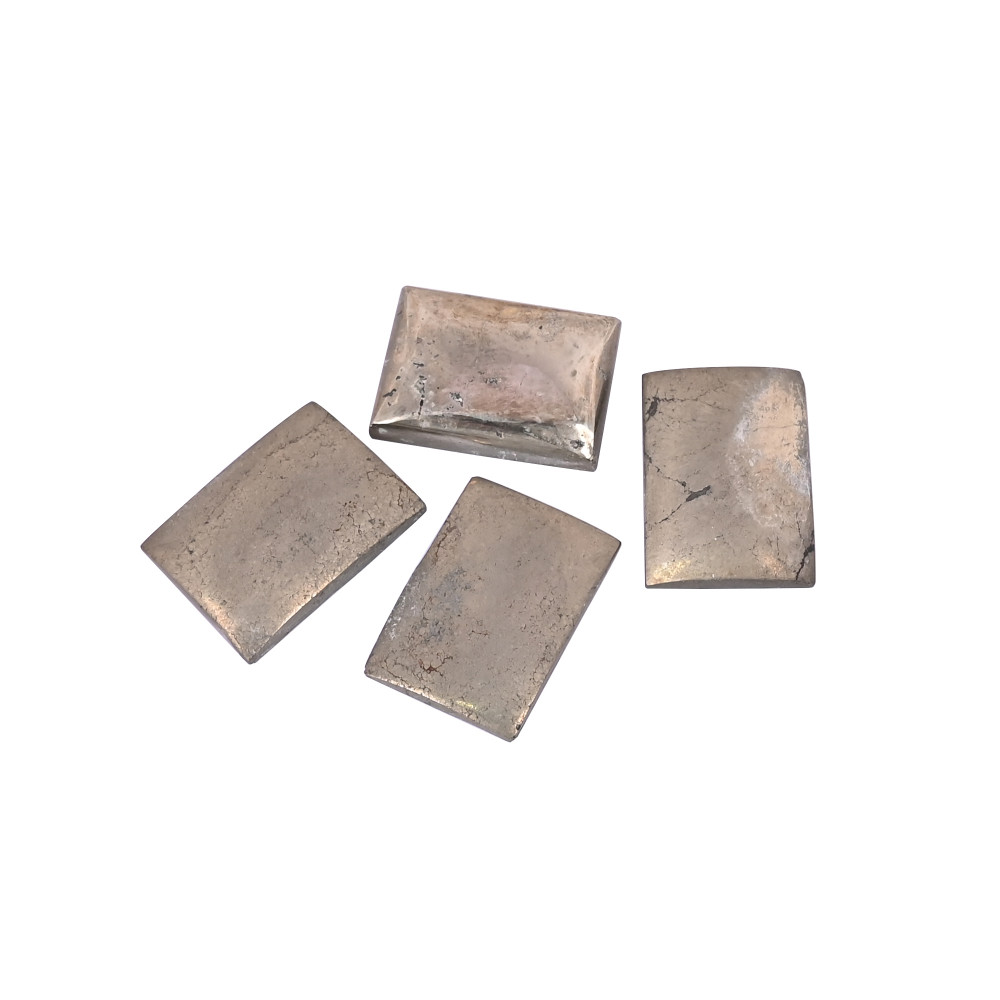 Image of Natural Pyrite Loose Gemstone 44.5 Carat Rectangle 26x18 mm Flat-back Cabochon for Jewelry Making | 1 Pcs