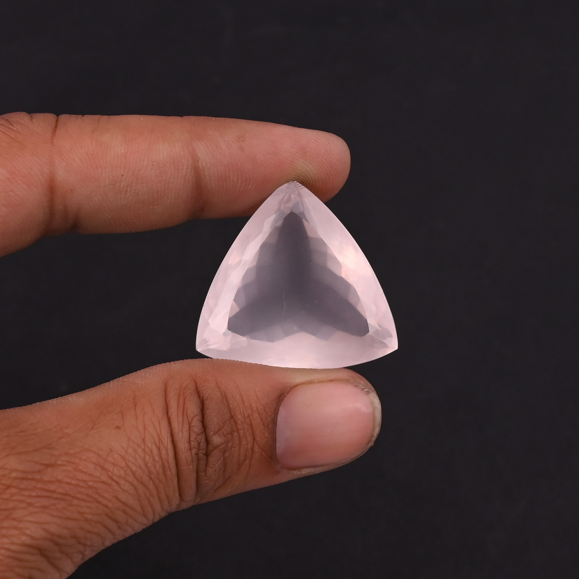 Natural Rose Quartz 28MM Trillion Normal Cut 70Cts 1Piece Gemstone For Making Jewelry