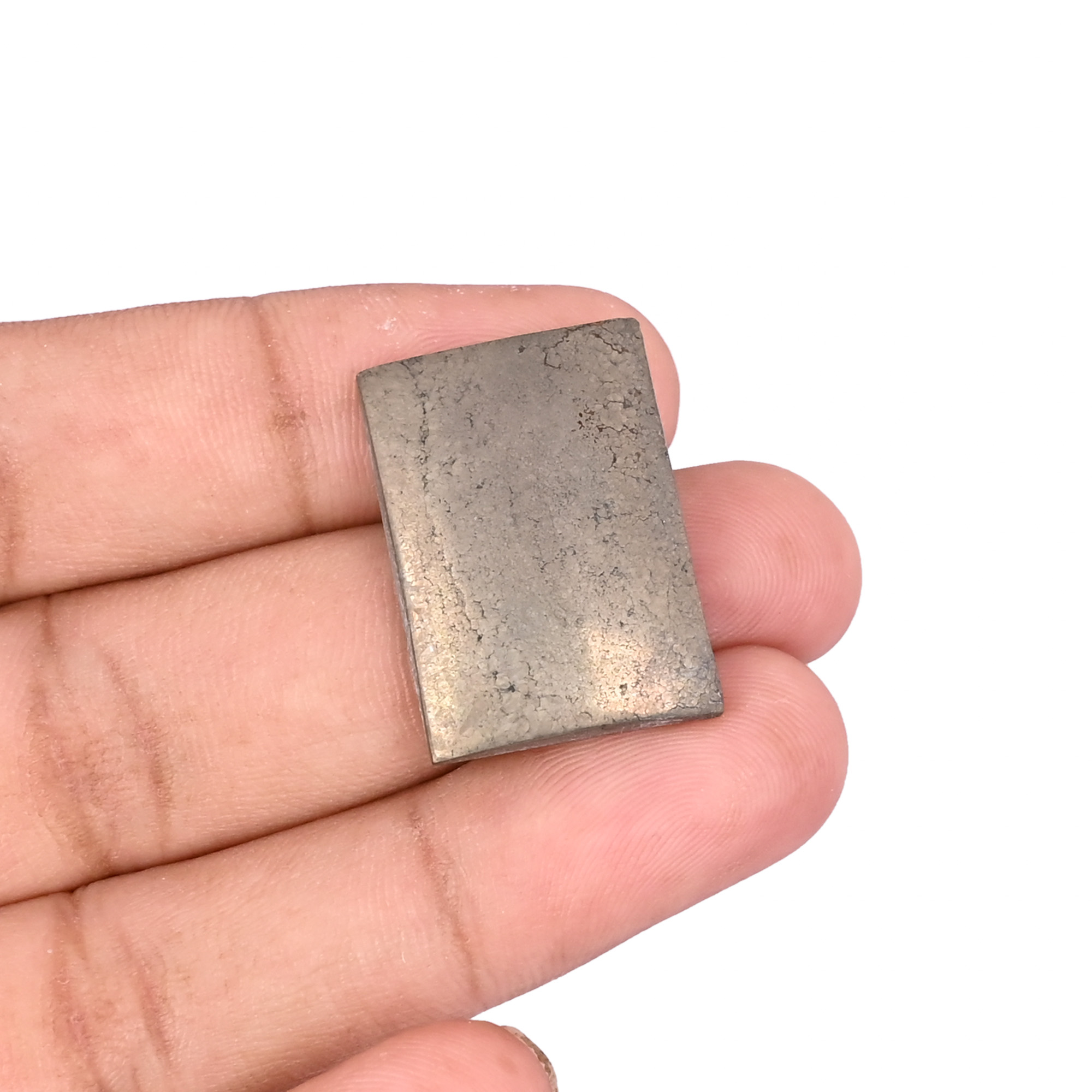 Natural Pyrite Loose Gemstone 445 Carat Rectangle 26x18 mm Flat-back Cabochon for Jewelry Making  1 Pcs