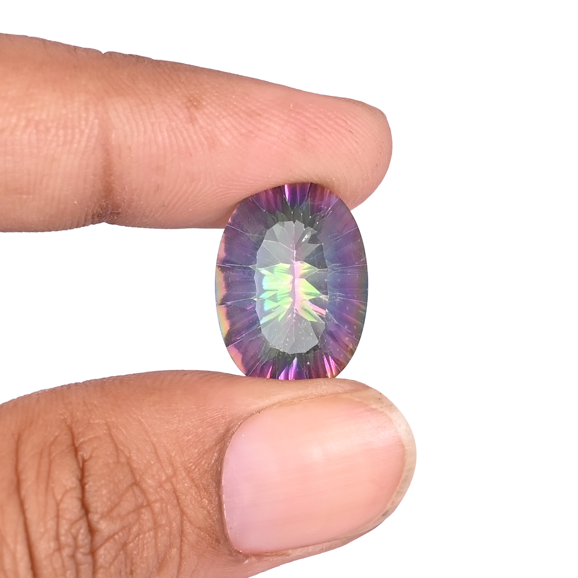 Natural Mystic topaz Loose Gemstone 113 Carat Oval 18x13 mm Flat-back Cabochon for Jewelry Making  1 Pcs