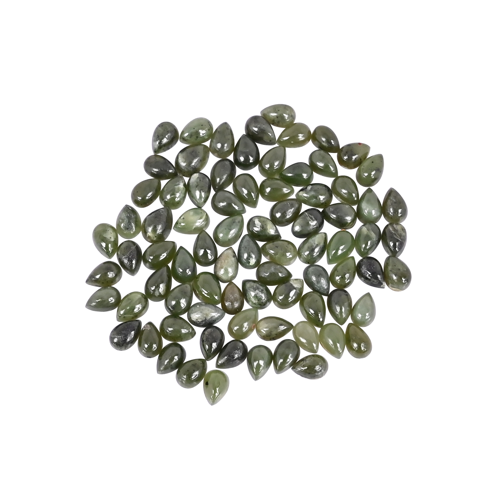 Natural Nephrite Jade Loose Gemstone 06 Carat Pear 6x4 mm Flat-back Cabochon for Jewelry Making 1 Pcs