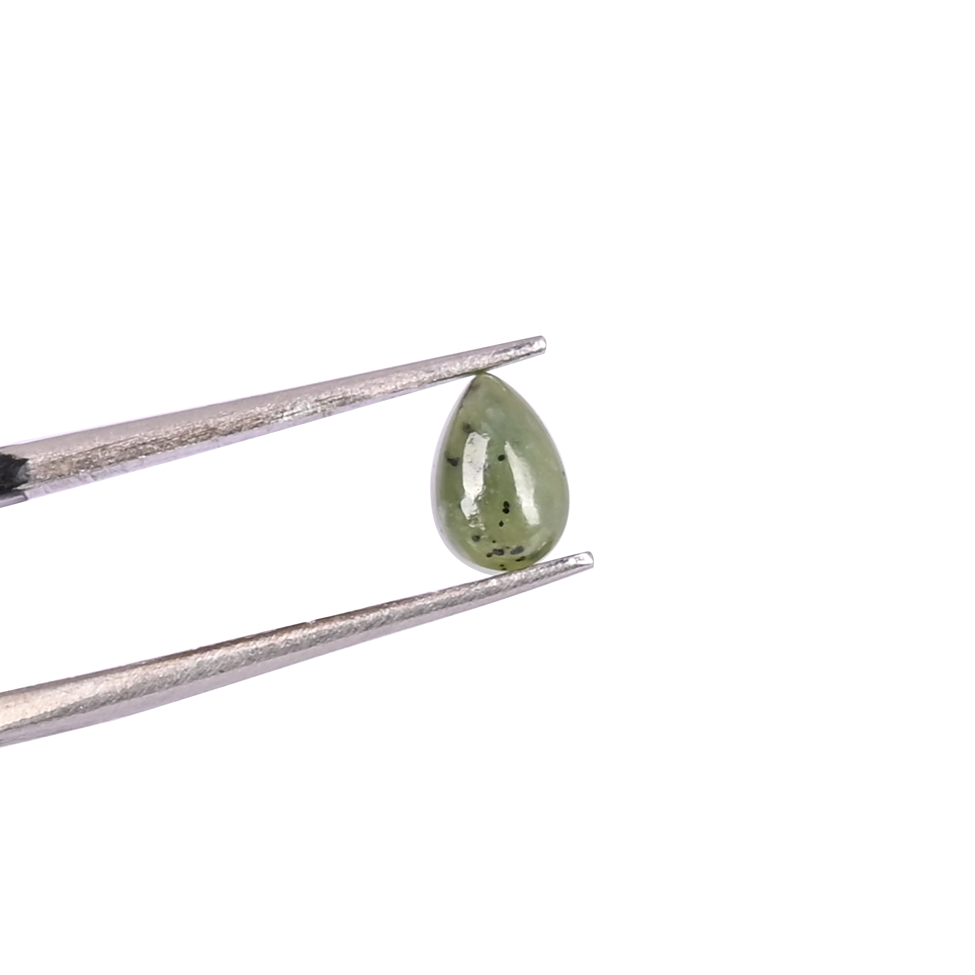 Natural Nephrite Jade Loose Gemstone 06 Carat Pear 6x4 mm Flat-back Cabochon for Jewelry Making 1 Pcs