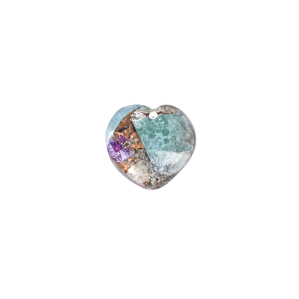 Image of Natural Amazonite Copper Mohave Loose Gemstone 4.9 Carat Heart 11x12 mm Flat-back Cabochon for Jewelry Making | 1 Pcs