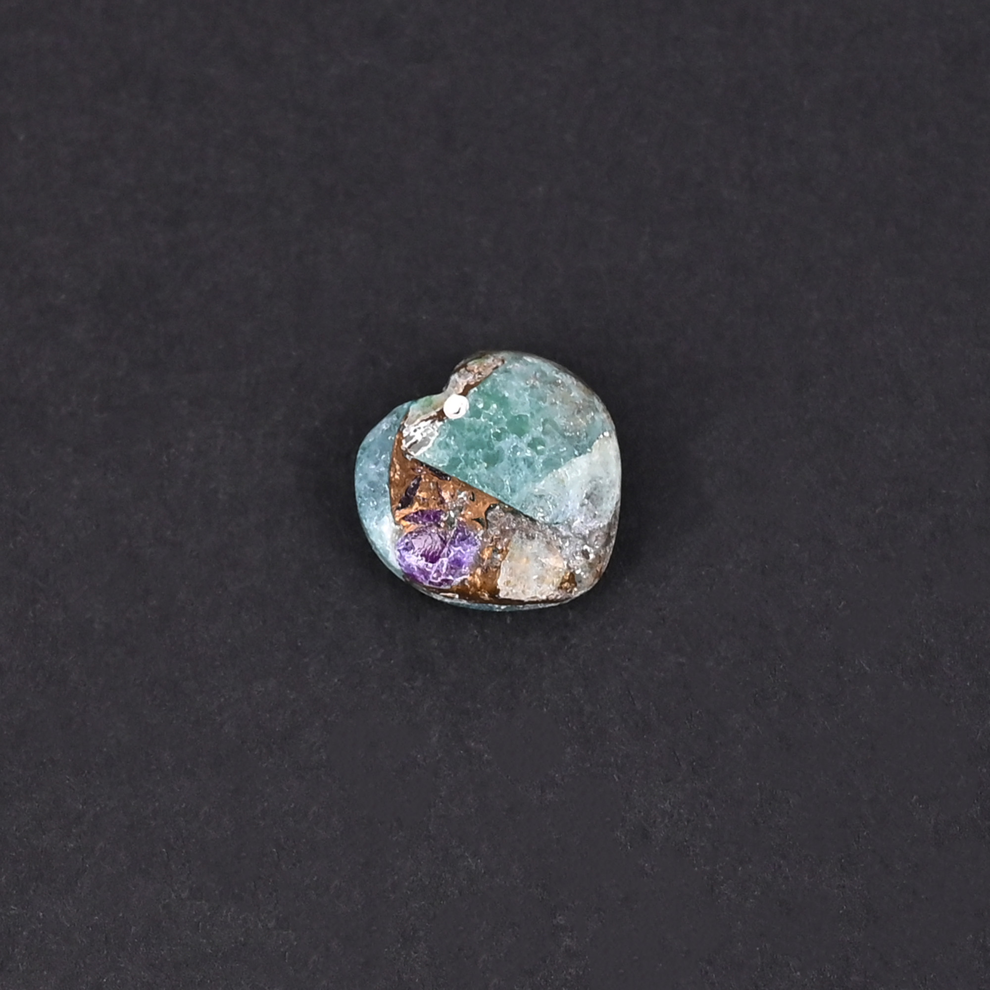 Natural Amazonite Copper Mohave Loose Gemstone 49 Carat Heart 11x12 mm Flat-back Cabochon for Jewelry Making  1 Pcs