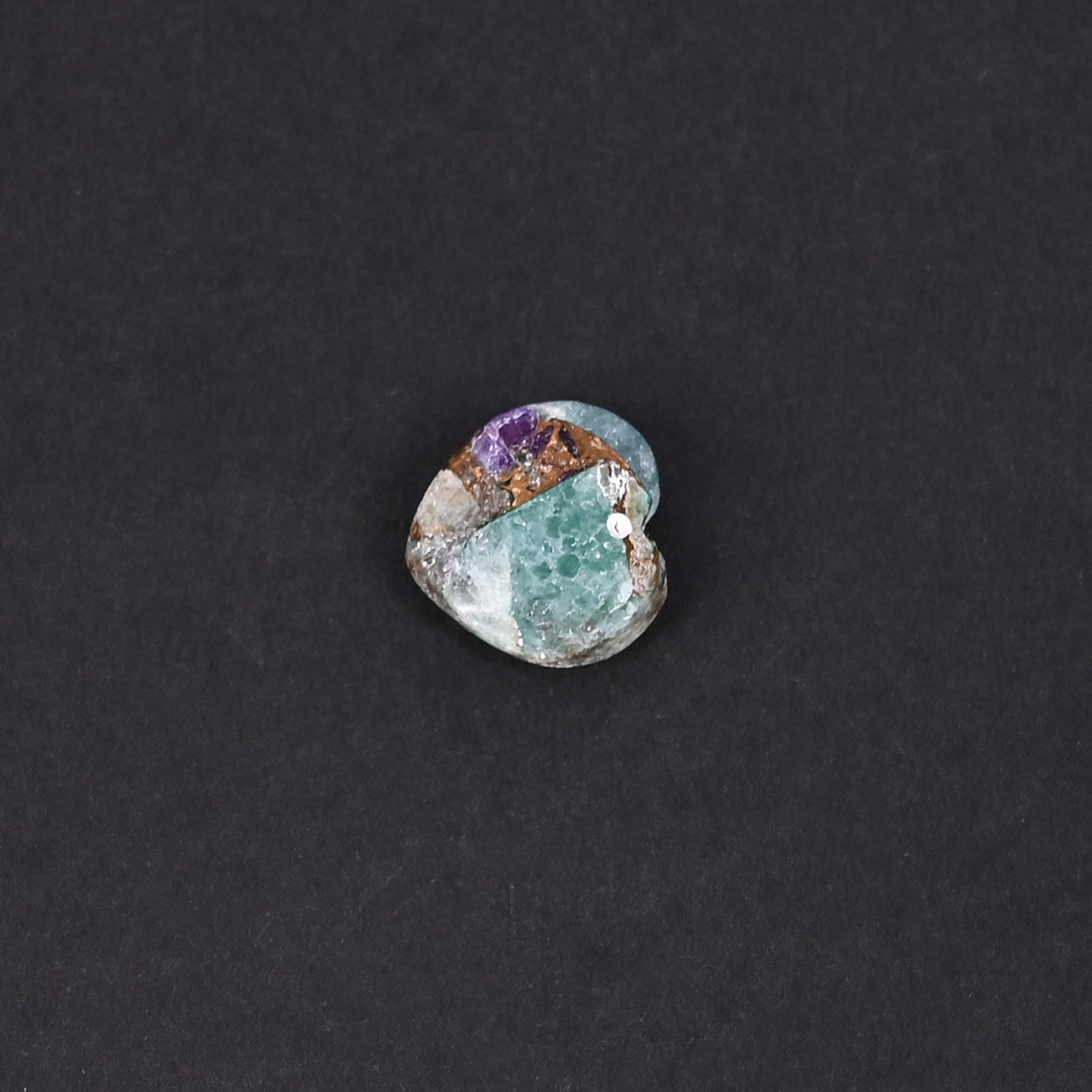 Natural Amazonite Copper Mohave Loose Gemstone 49 Carat Heart 11x12 mm Flat-back Cabochon for Jewelry Making 1 Pcs