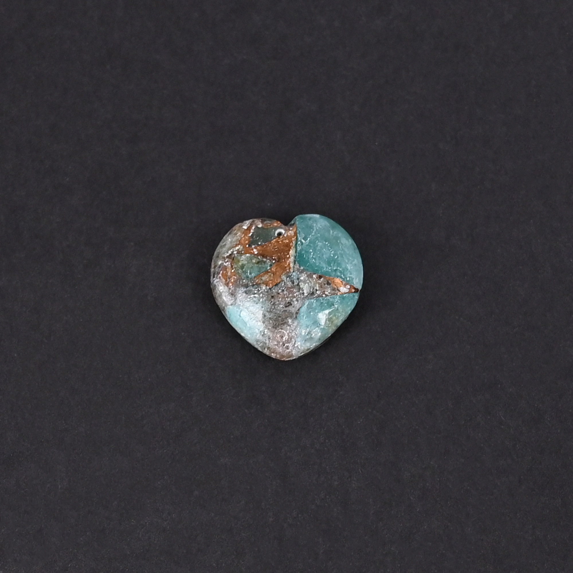 Natural Amazonite Copper Mohave Loose Gemstone 49 Carat Heart 11x12 mm Flat-back Cabochon for Jewelry Making 1 Pcs