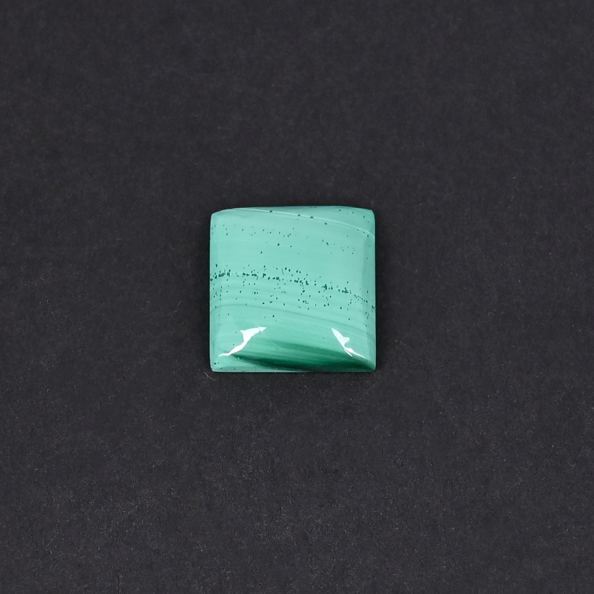 Natural Malachite Loose Gemstone 81 Carat Square 12x12 mm Flat-back Cabochon for Jewelry Making  1 Pcs