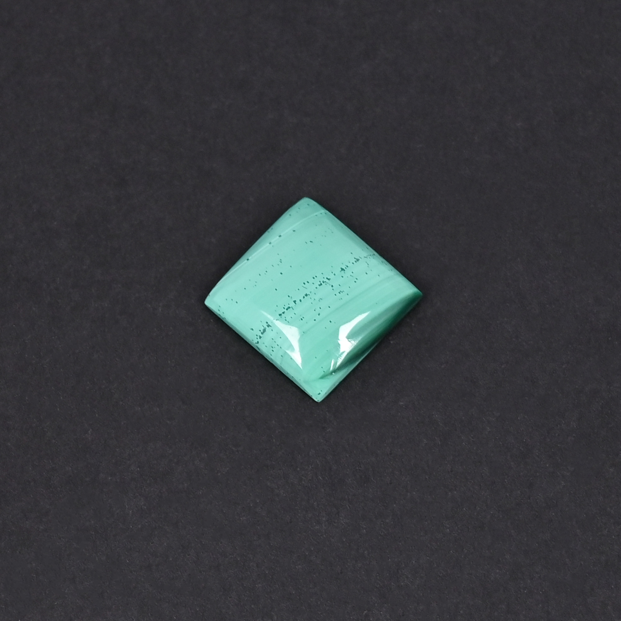 Natural Malachite Loose Gemstone 81 Carat Square 12x12 mm Flat-back Cabochon for Jewelry Making  1 Pcs