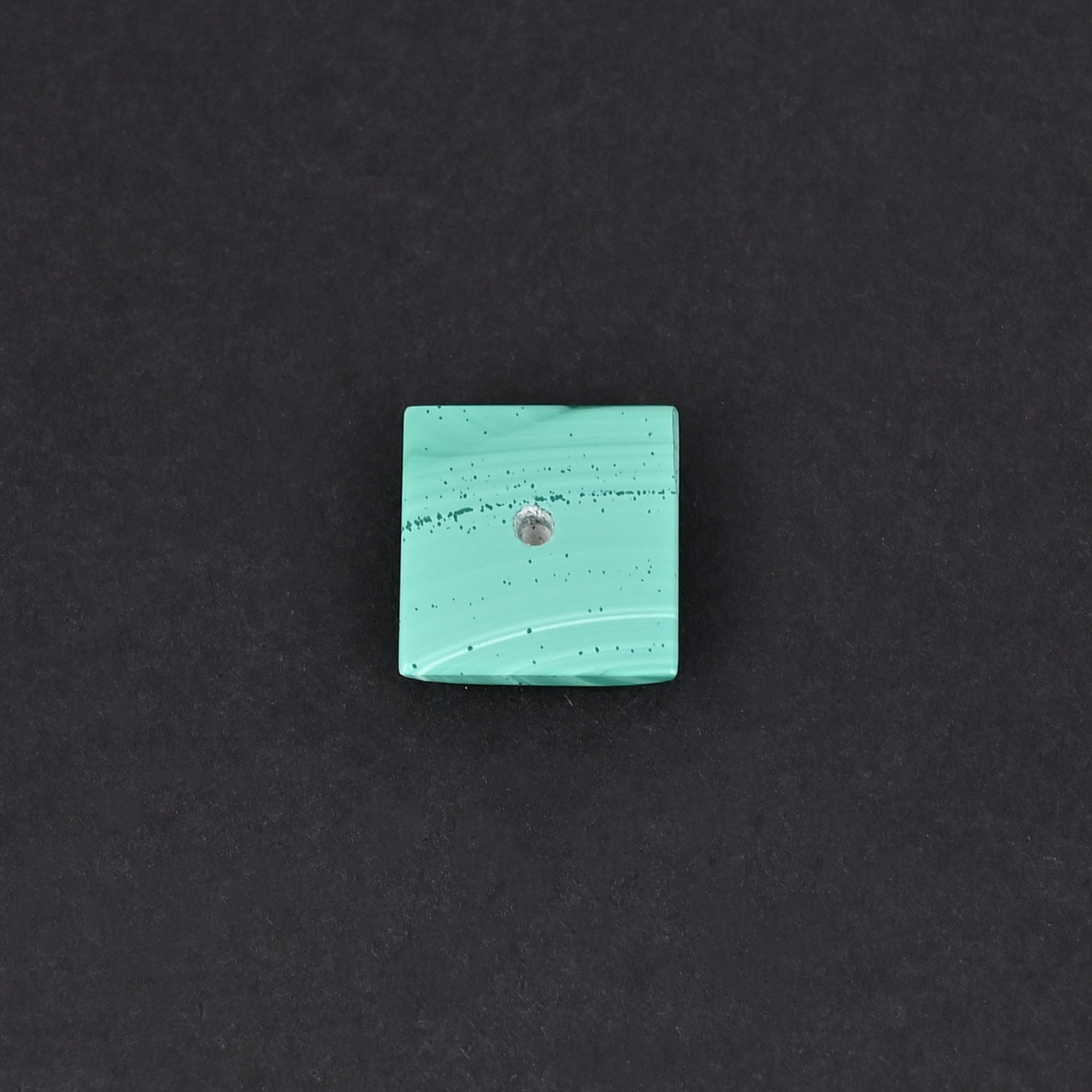 Natural Malachite Loose Gemstone 81 Carat Square 12x12 mm Flat-back Cabochon for Jewelry Making 1 Pcs