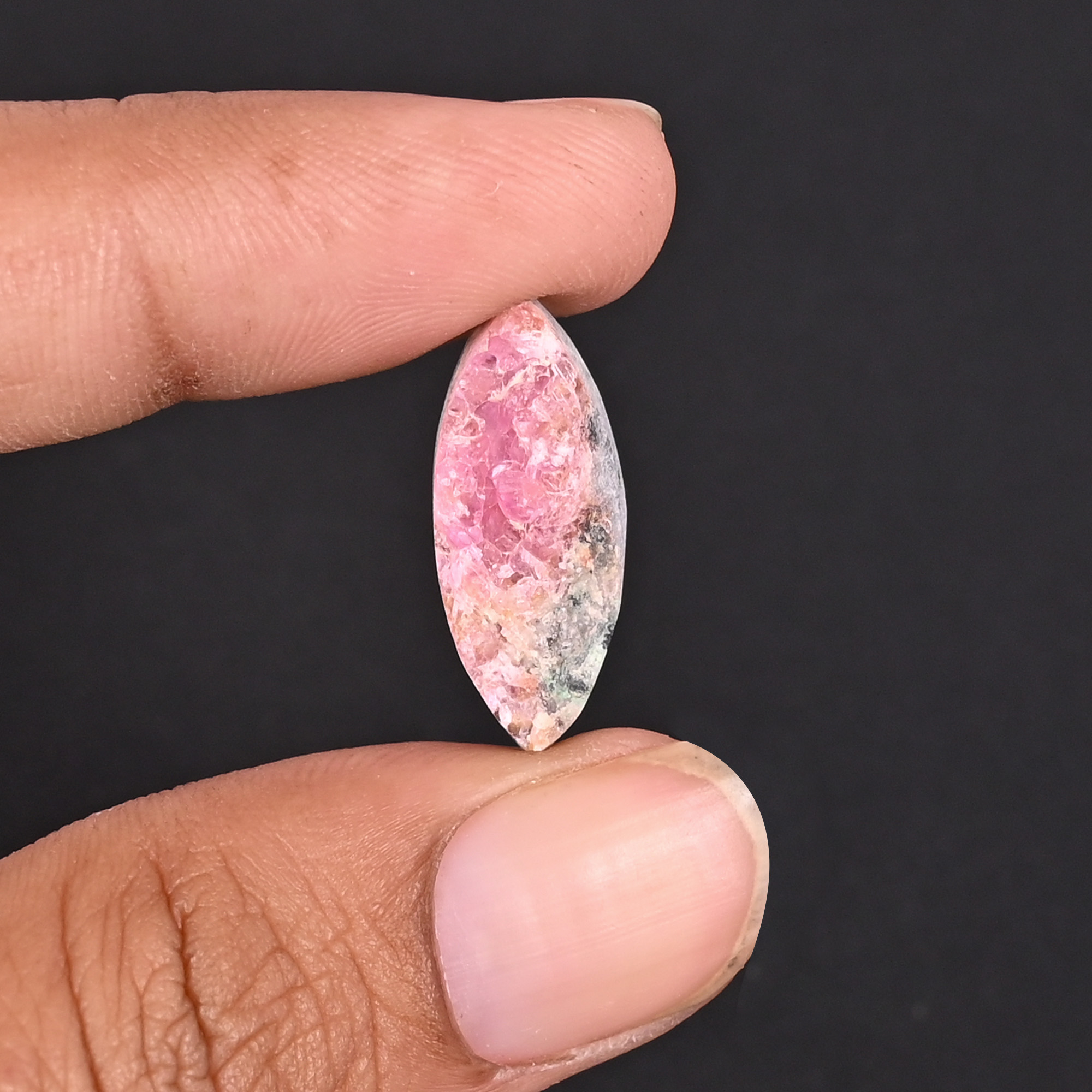 Natural Cobalt Calcite Loose Gemstone 10 Carat Marquise 23x9 mm Flat-back for Jewelry Making 1 Pcs