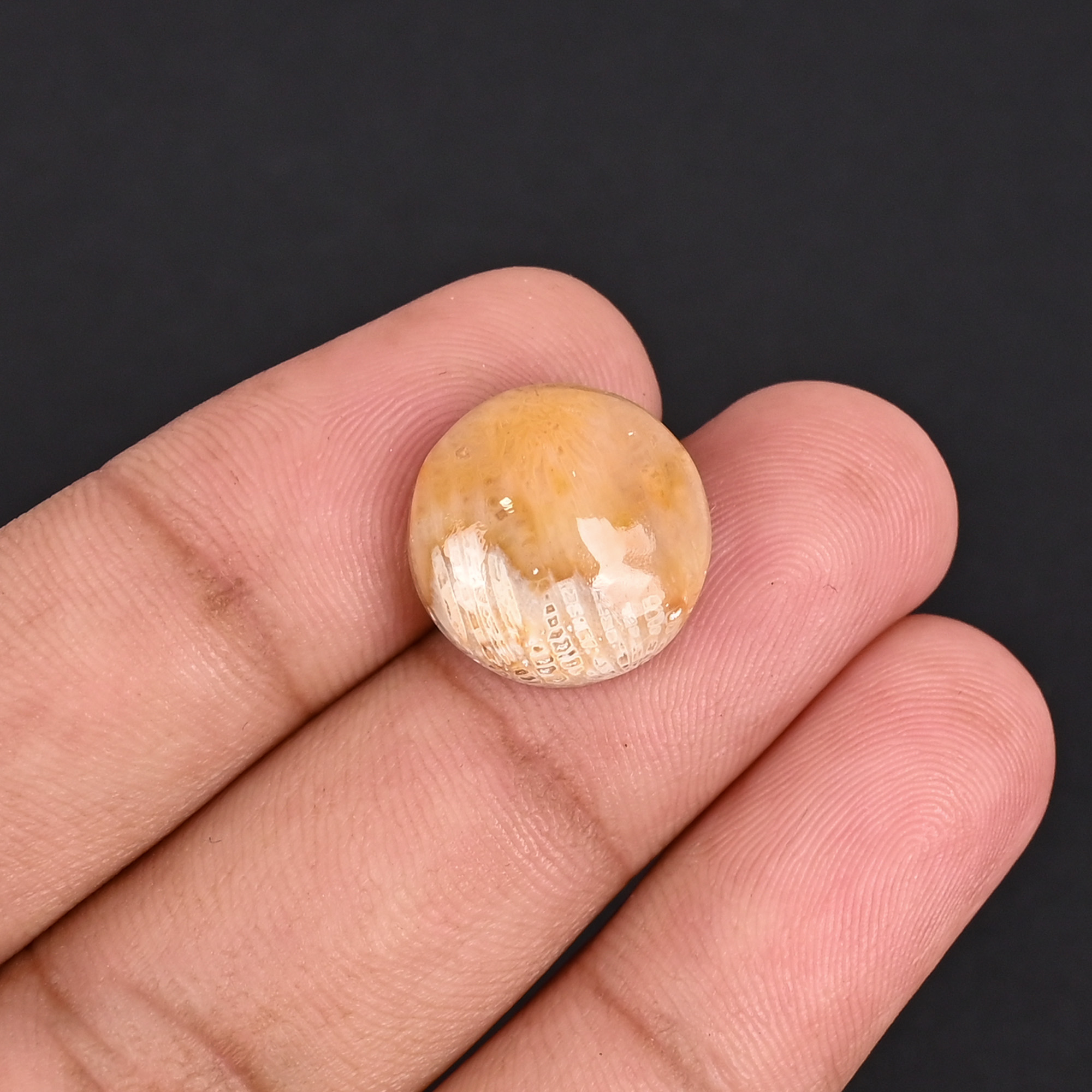 Natural Coral Loose Gemstone 101 Carat Round 15x15 mm Flat-back Cabochon for Jewelry Making 1 Pcs