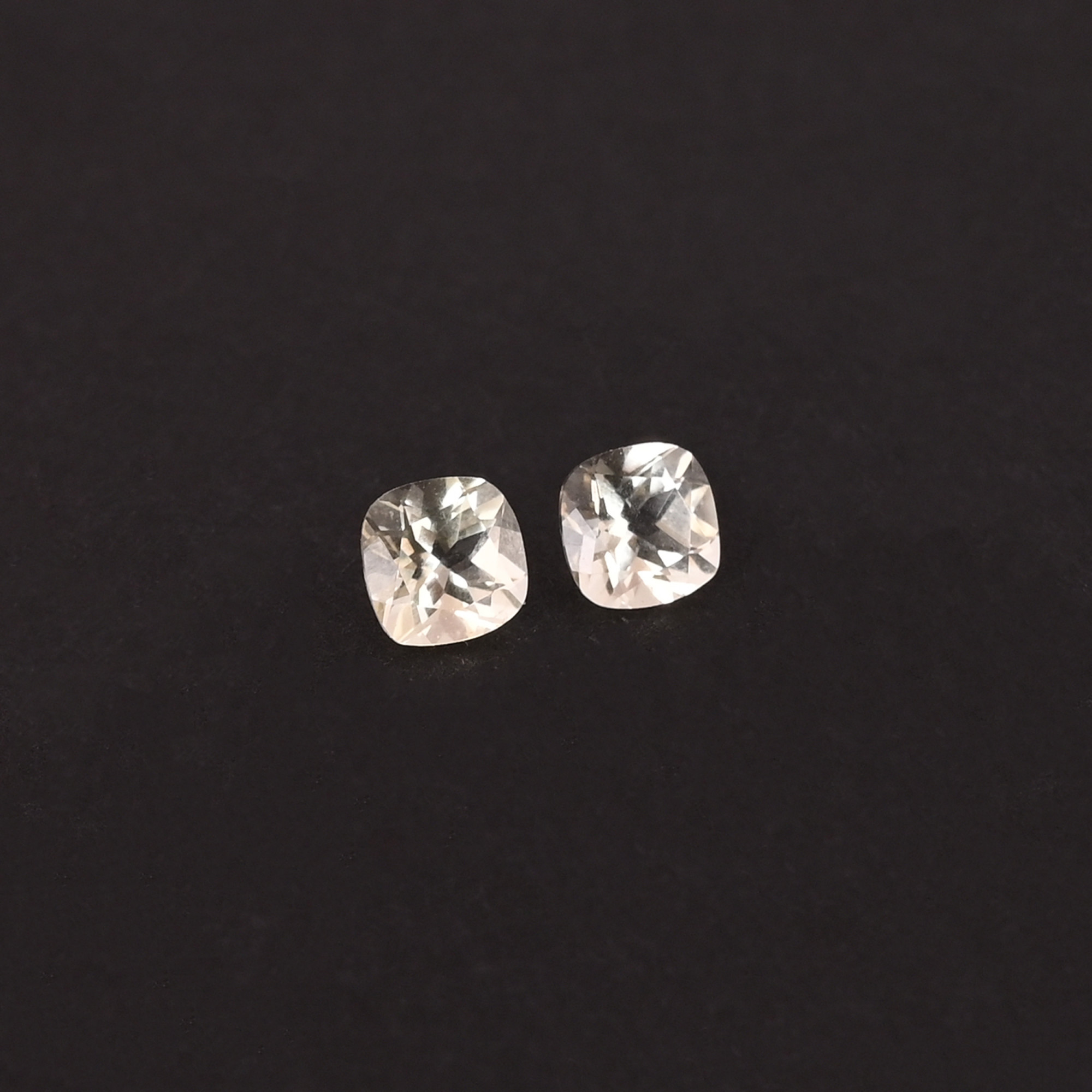 Natural Lemon Quartz 7X7MM Cushion Normal Cut 280Cts 2Pcs Gemstone Lot Making For Jewelry