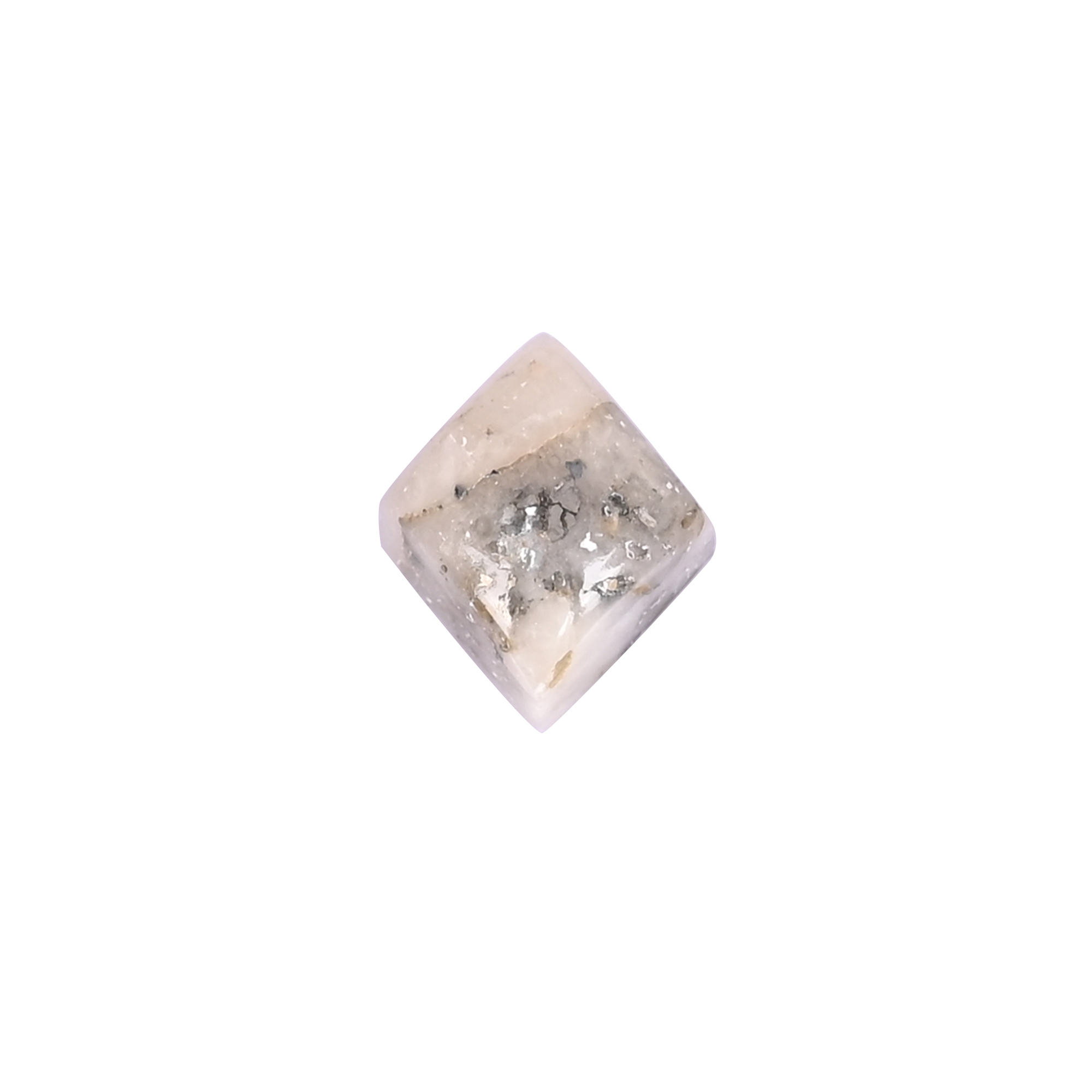 Natural Pyrite Marcasite Loose Gemstone 74 Carat Rectangle 14x12 mm Flat-back Cabochon for Jewelry Making 1 Pcs