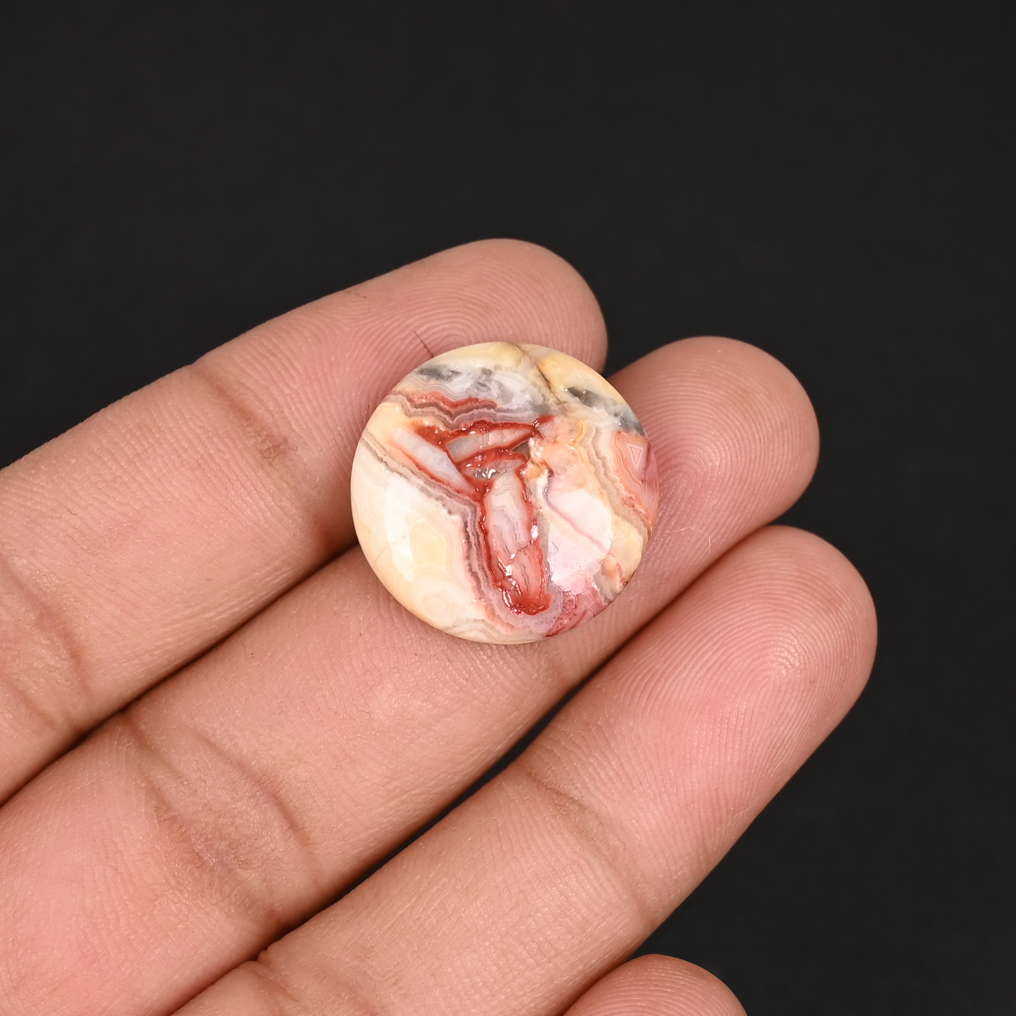Premium Natural Crazy Lace Agate Round Shape 185 Carat Cabochon Loose Gemstone
