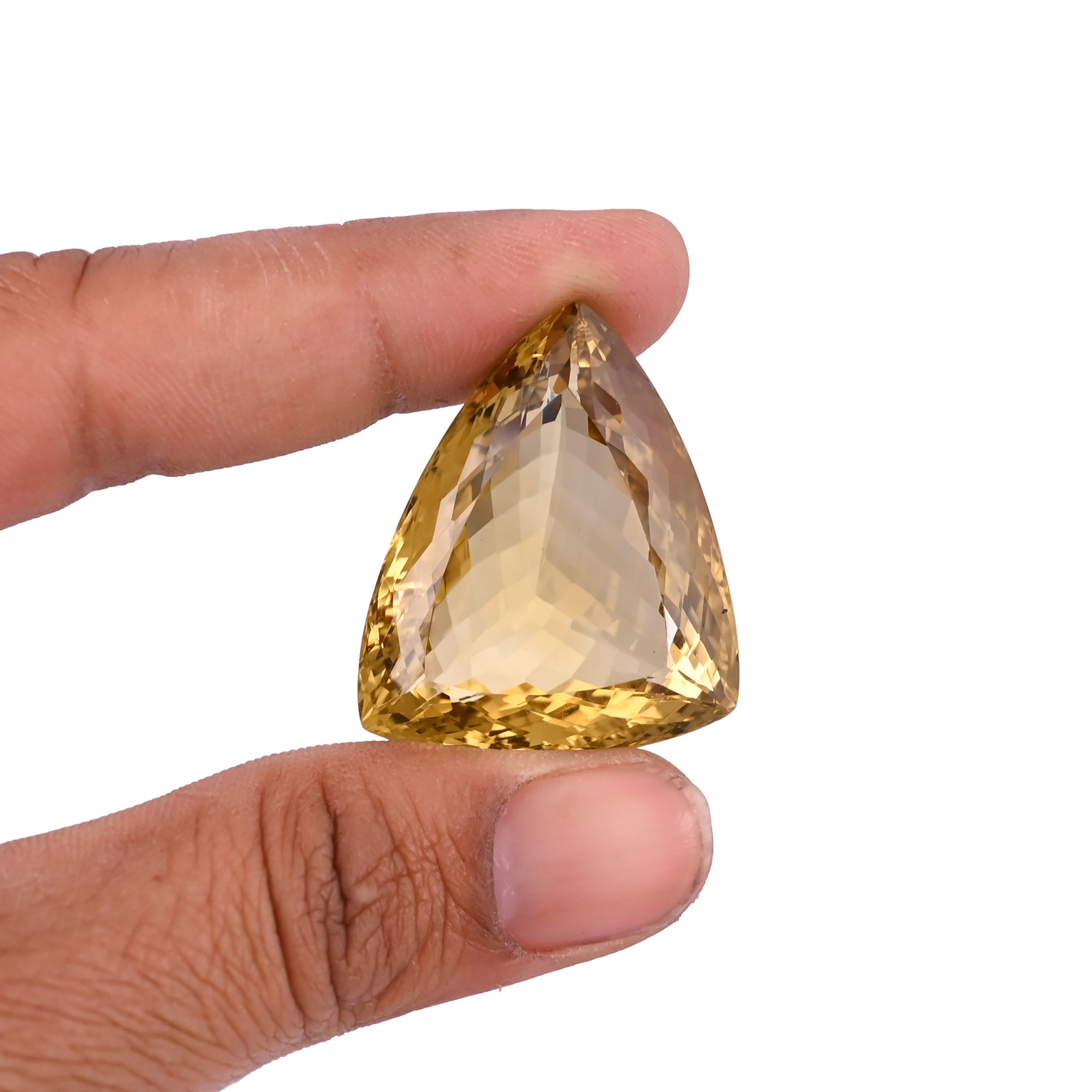 Natural Lemon Quartz 34X29MM Trillion Normal Cut 8615Cts 1Piece Gemstone For Making Jewelry