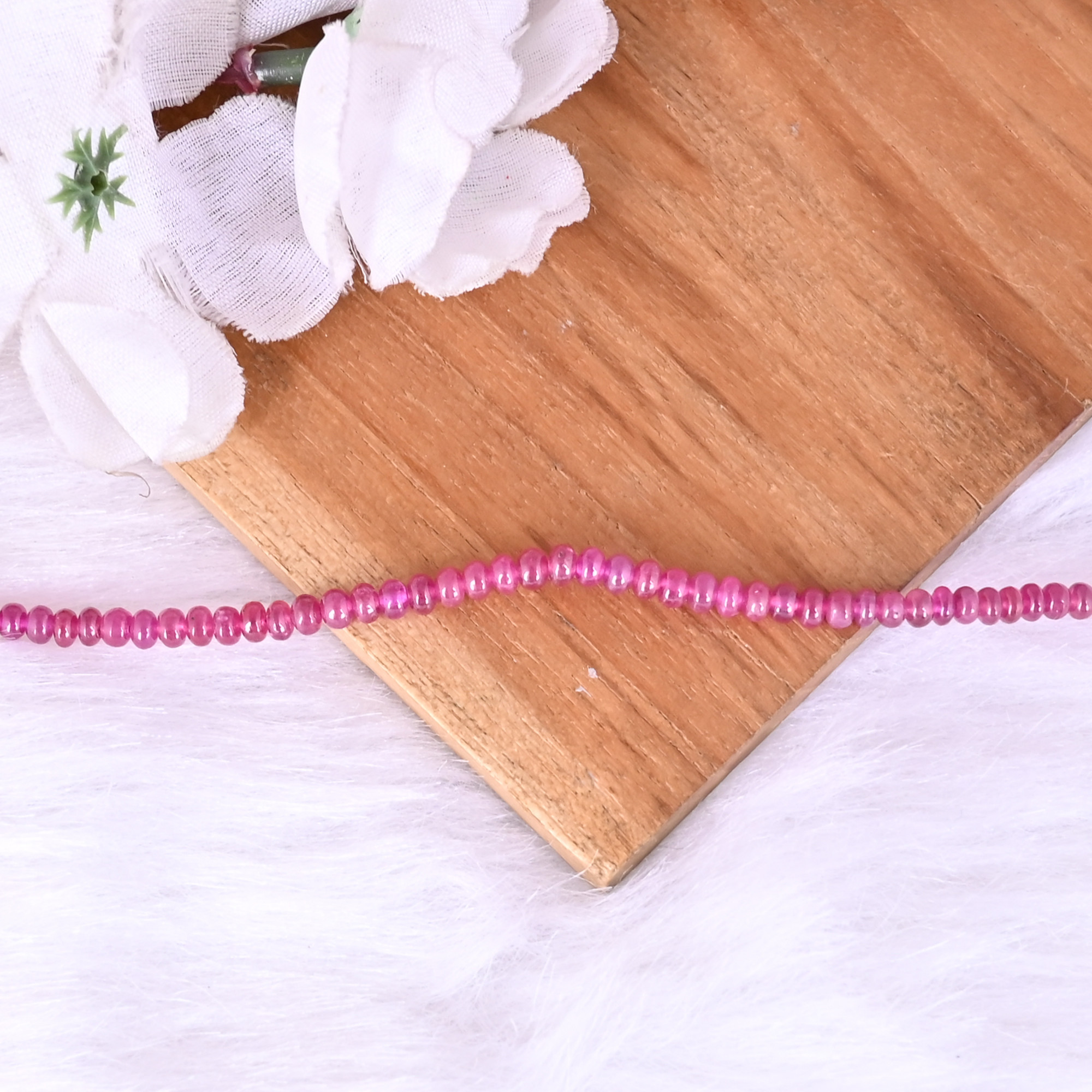 Natural Ruby Loose Gemstone 146 Gram 3x3 mm Round Briolette Smooth Beads Strand for Jewelry Making 1 Line Strand
