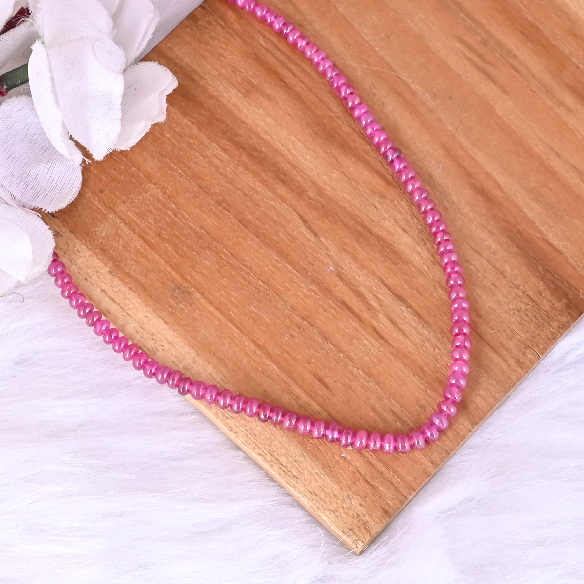 Natural Ruby Loose Gemstone 146 Gram 3x3 mm Round Briolette Smooth Beads Strand for Jewelry Making  1 Line Strand