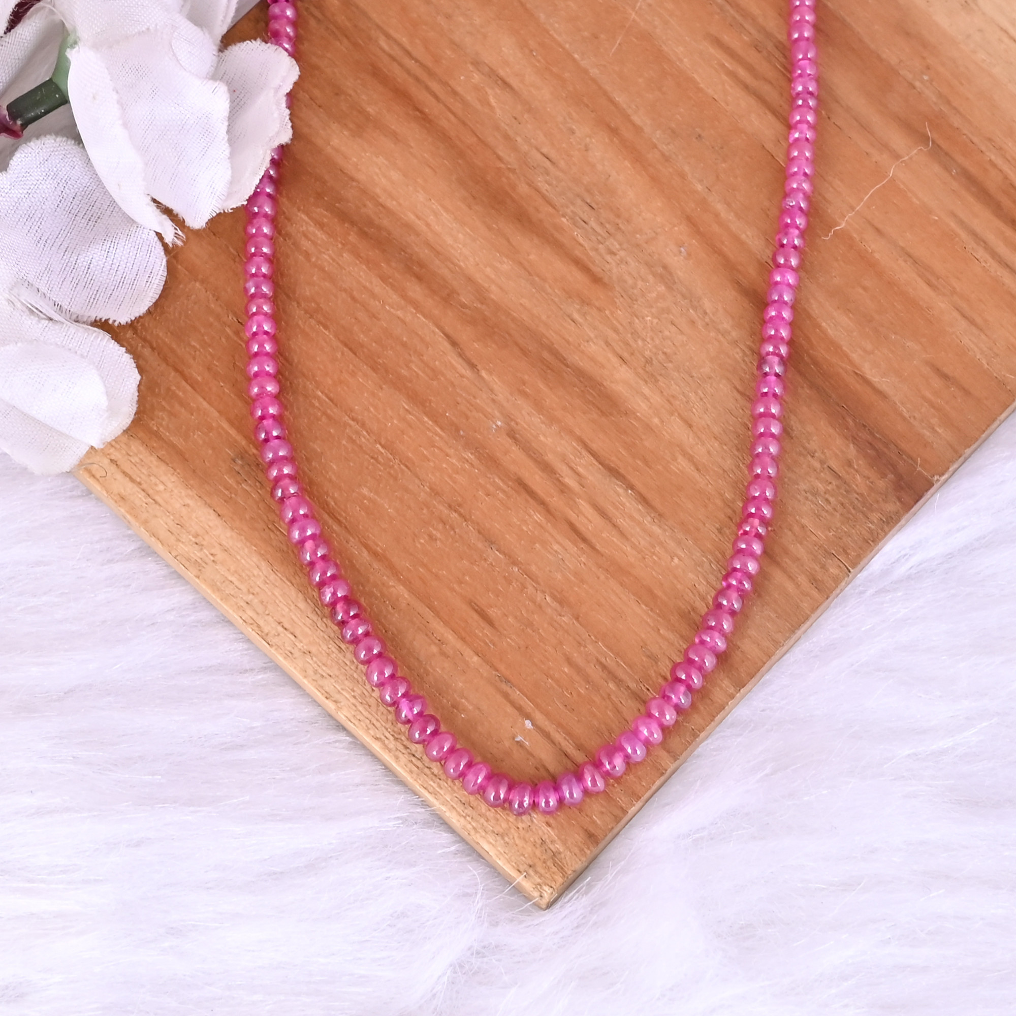 Natural Ruby Loose Gemstone 146 Gram 3x3 mm Round Briolette Smooth Beads Strand for Jewelry Making 1 Line Strand