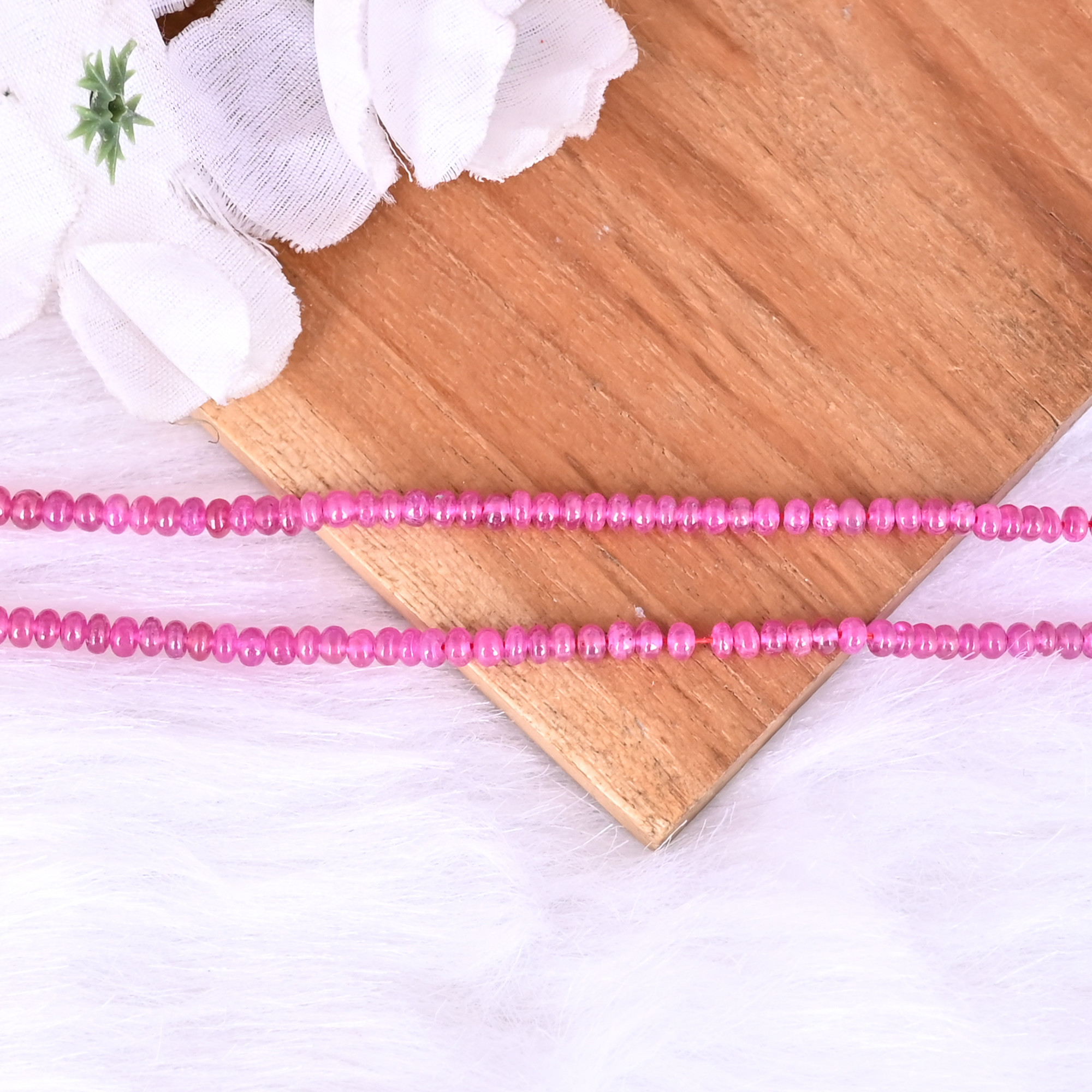 Natural Ruby Loose Gemstone 127 Gram Mix Size Round Briolette Smooth Beads Strand for Jewelry Making 1 Line Strand