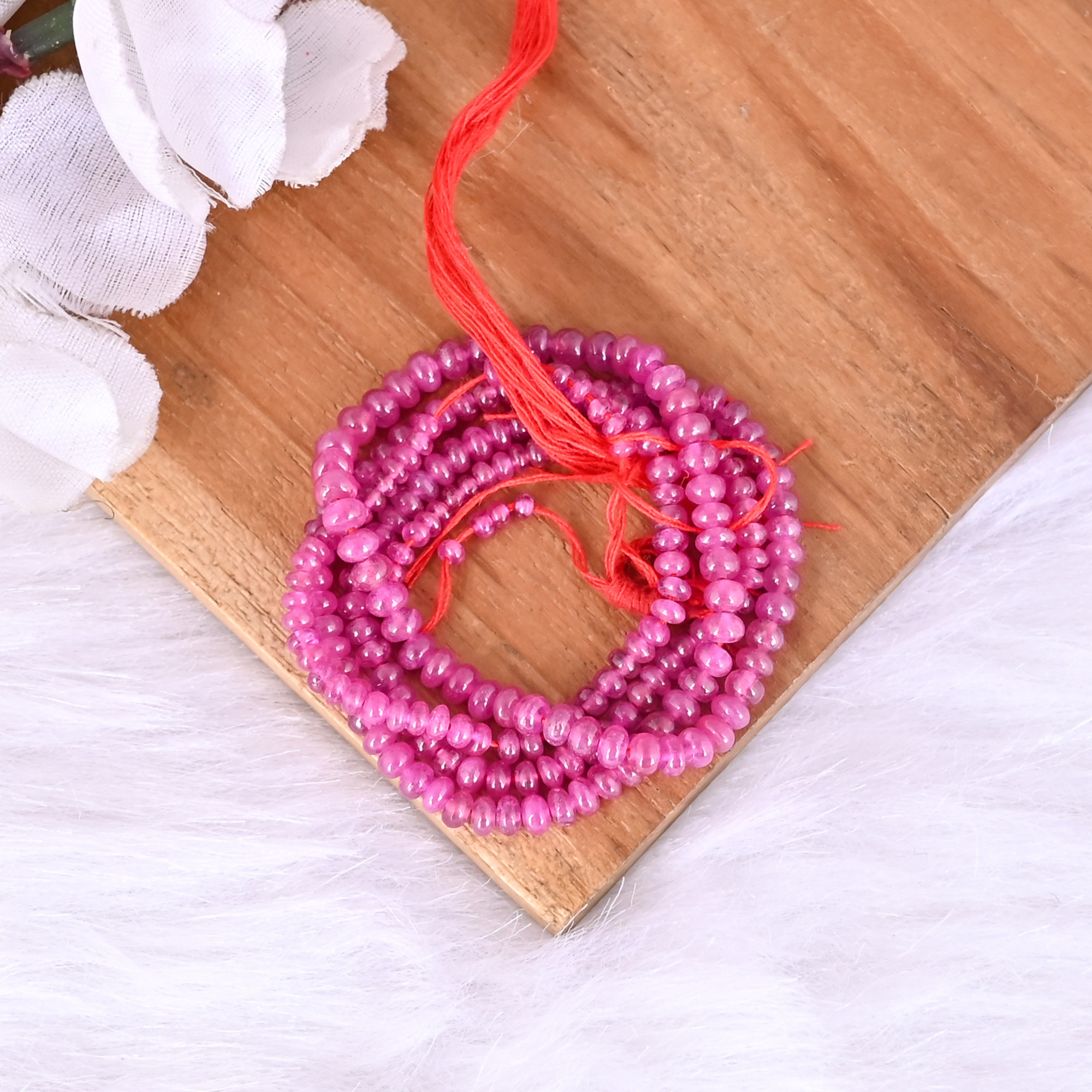 Natural Ruby Loose Gemstone 127 Gram Mix Size Round Briolette Smooth Beads Strand for Jewelry Making 1 Line Strand