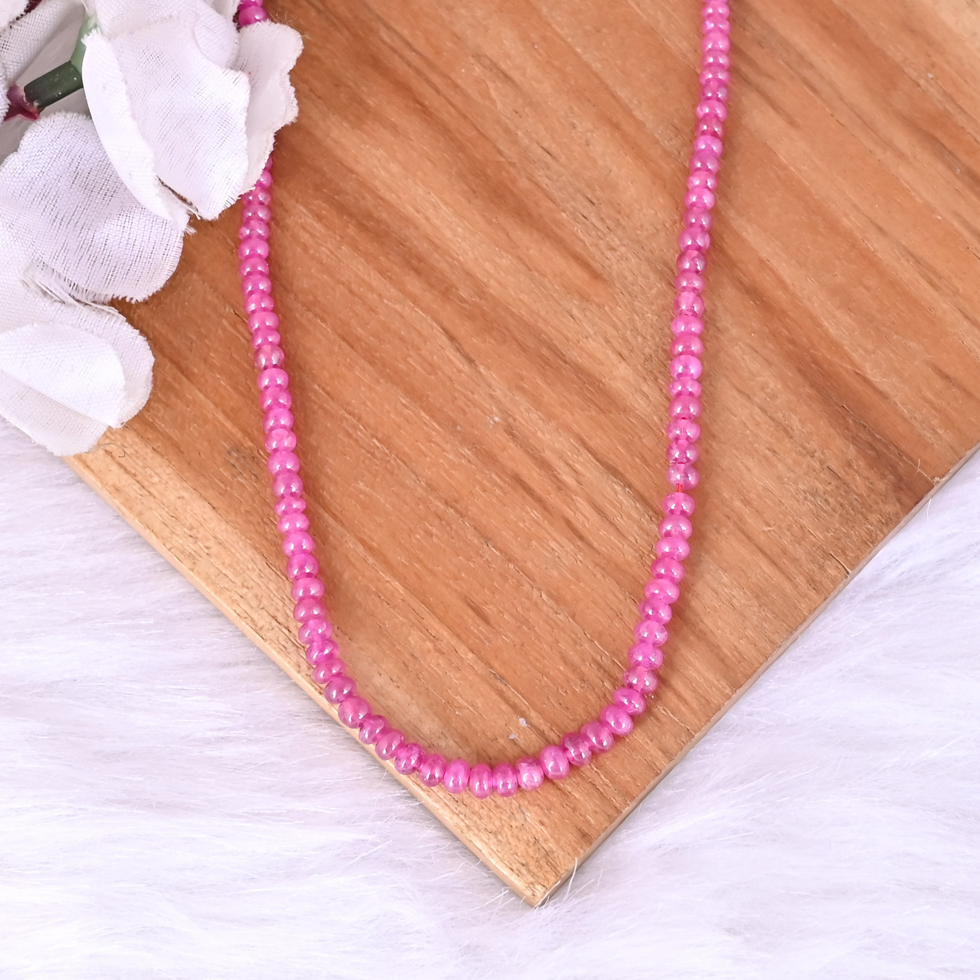 Natural Ruby Loose Gemstone 127 Gram Mix Size Round Briolette Smooth Beads Strand for Jewelry Making  1 Line Strand