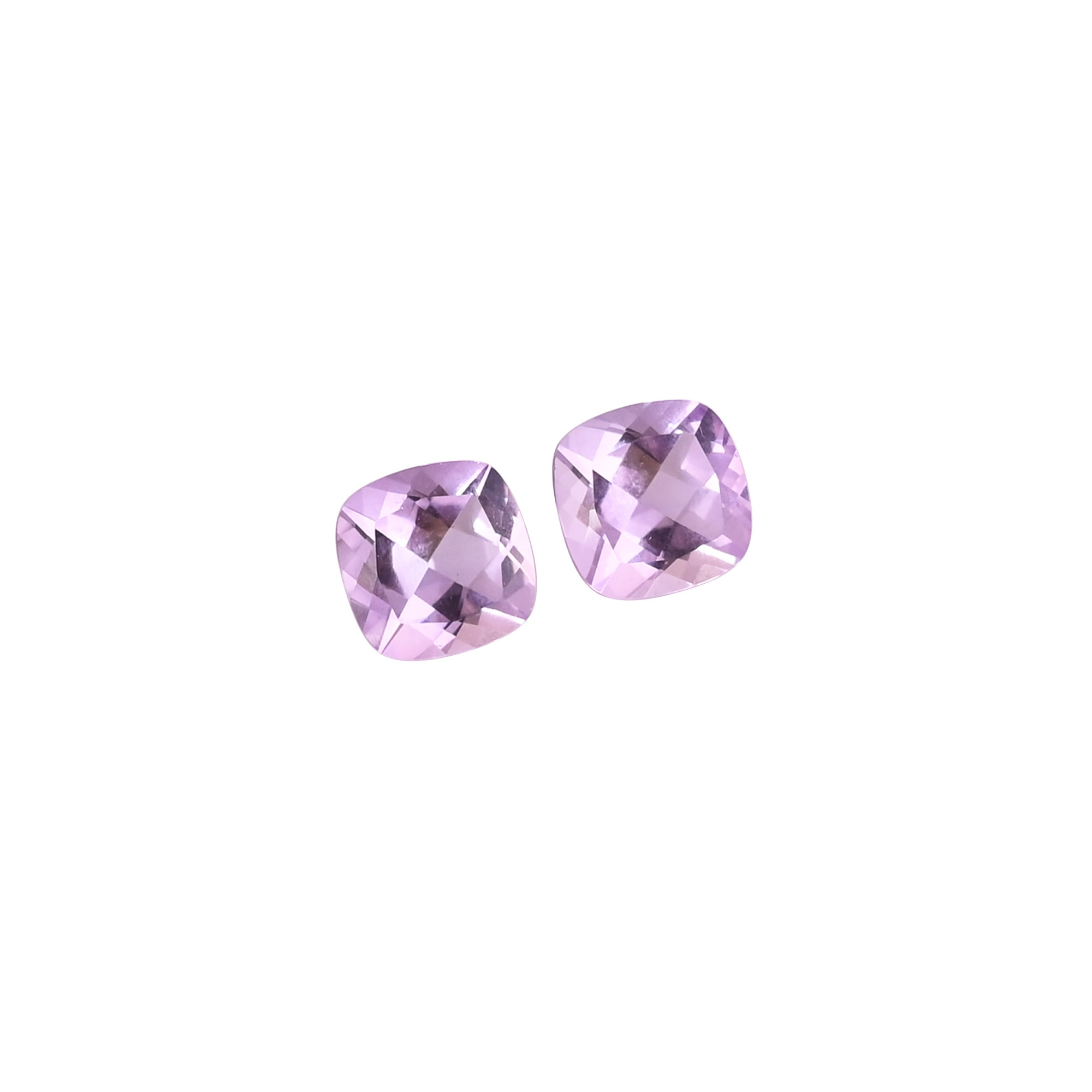 Natural Purple Amethyst 8X8MM Cushion Normal Cut 395Cts 2pcs Gemstone Lot for Making Jewelry
