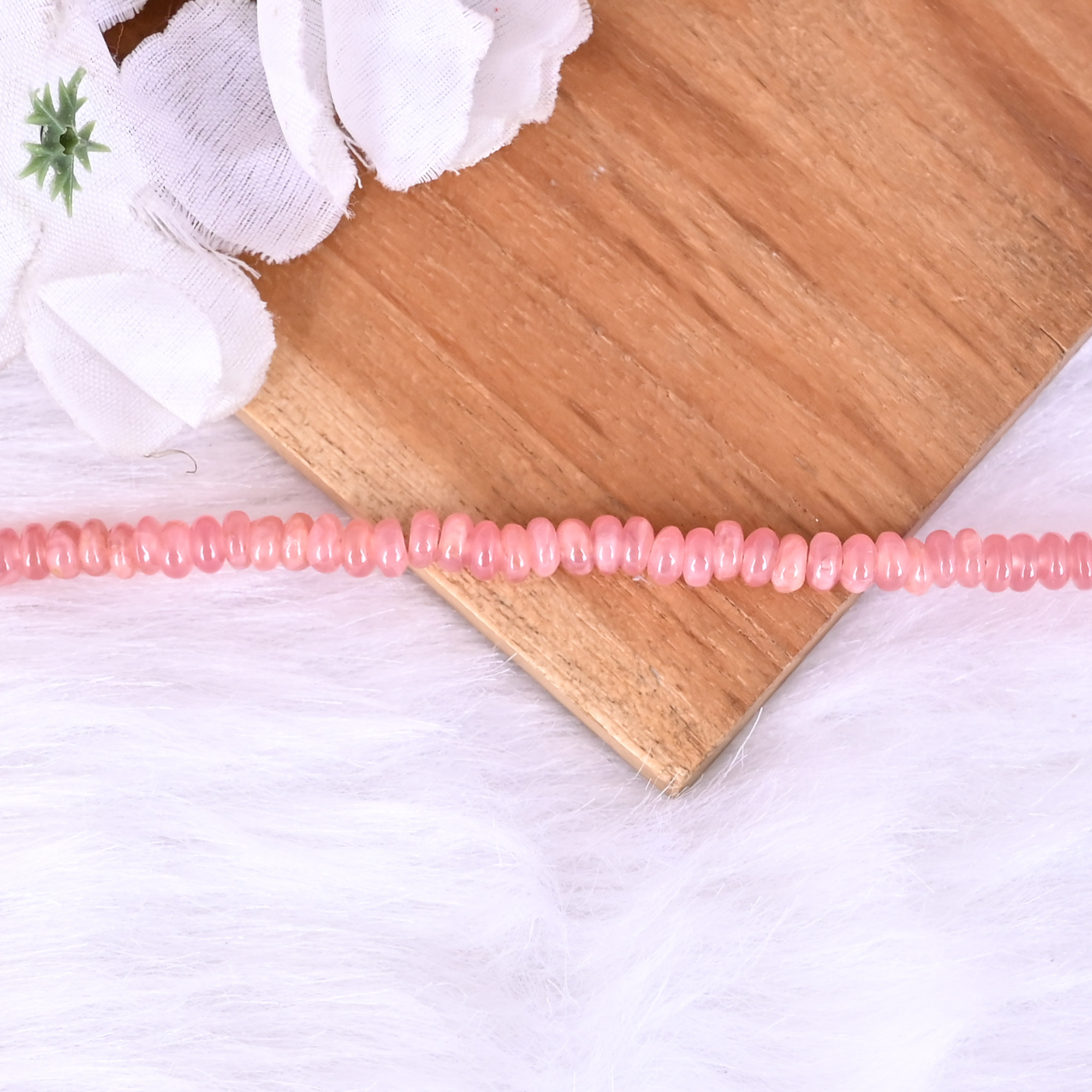 Natural Rhodochrosite Loose Gemstone 249 Gram 5x3 mm Round Briolette Smooth Beads Strand for Jewelry Making  1 Line Strand