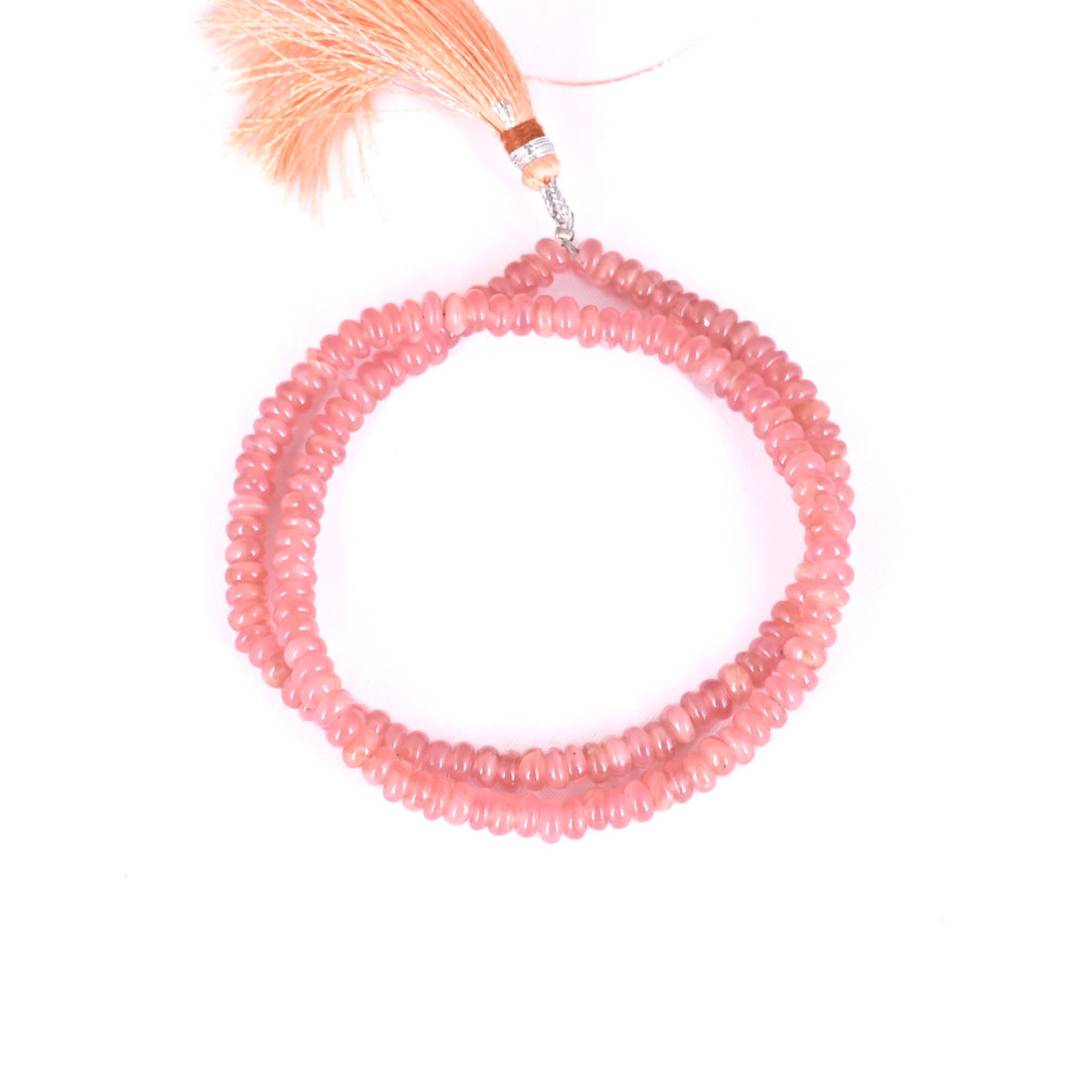 Image of Natural Rhodochrosite Loose Gemstone 24.9 Gram 5x3 mm Round Briolette Smooth Beads Strand for Jewelry Making | 1 Line Strand