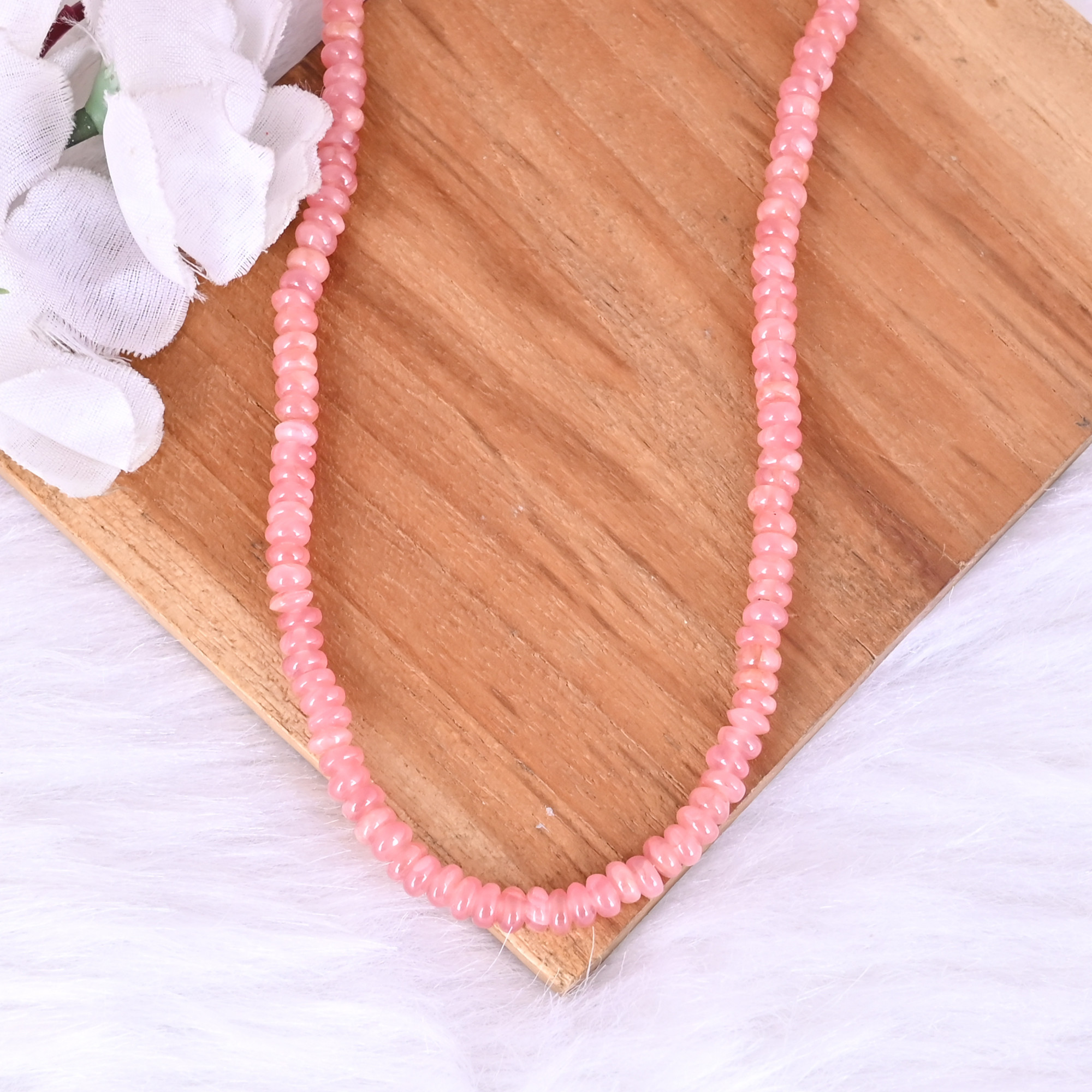 Natural Rhodochrosite Loose Gemstone 249 Gram 5x3 mm Round Briolette Smooth Beads Strand for Jewelry Making 1 Line Strand