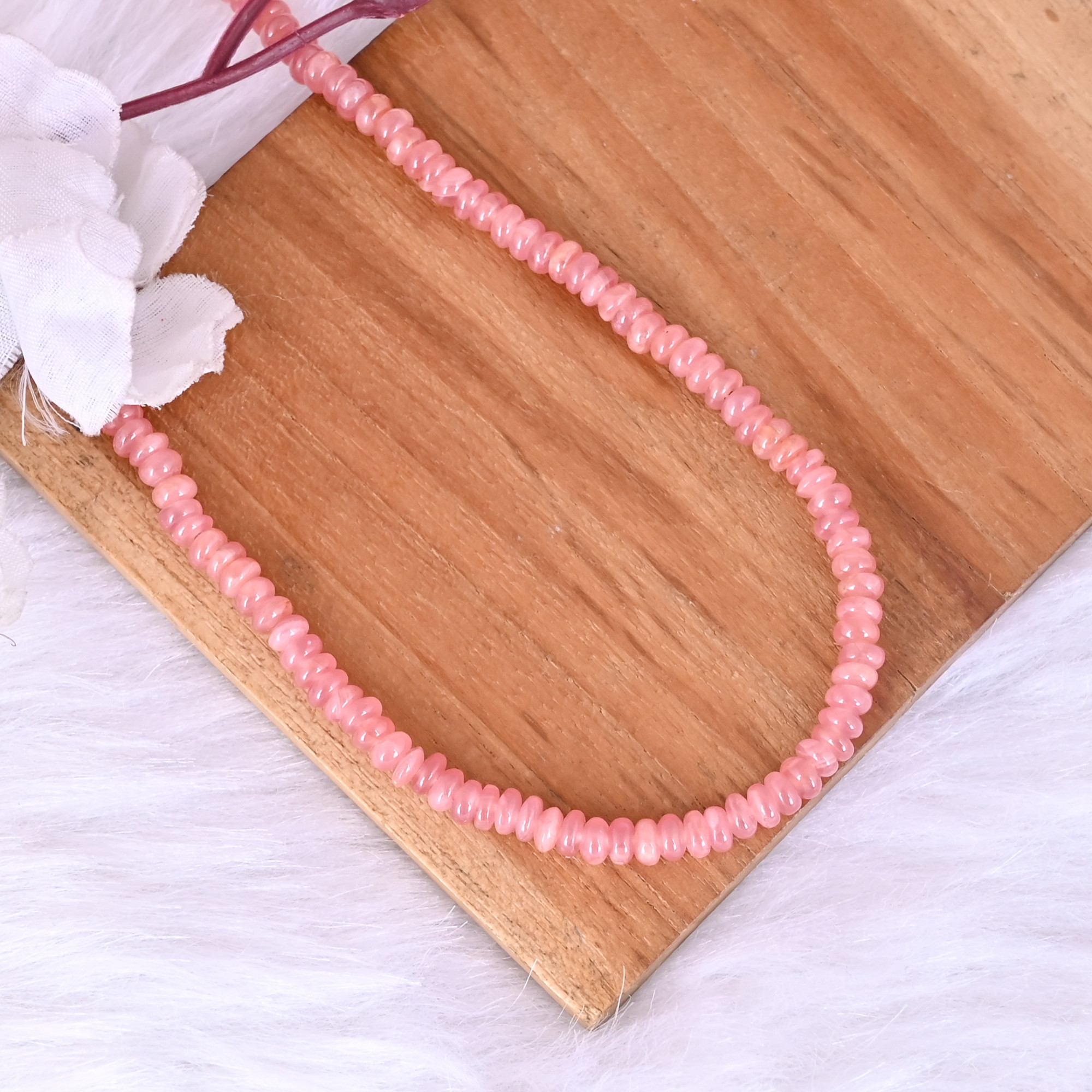 Natural Rhodochrosite Loose Gemstone 249 Gram 5x3 mm Round Briolette Smooth Beads Strand for Jewelry Making 1 Line Strand