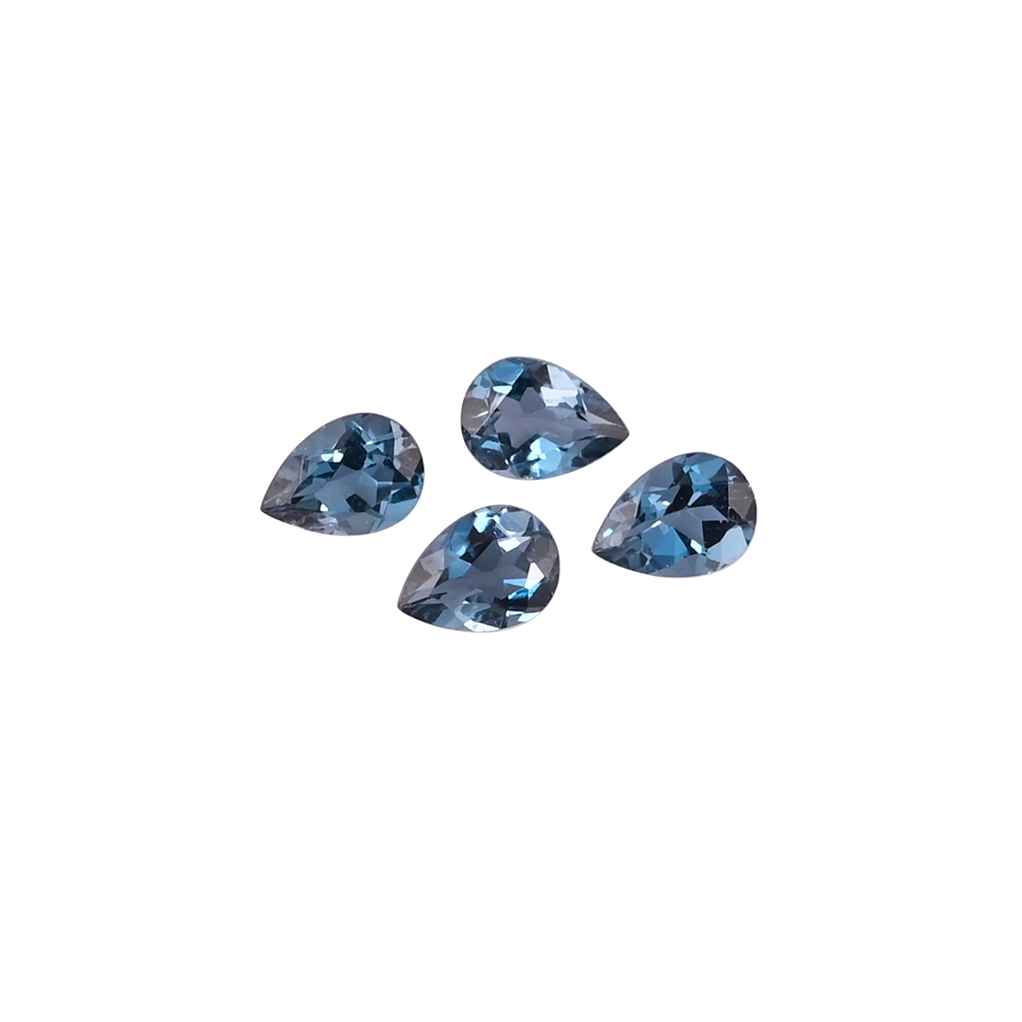 London Blue Topaz 7X5MM Pear Cut 350Cts Gemstone 4pcs Lot for Making Jewelry