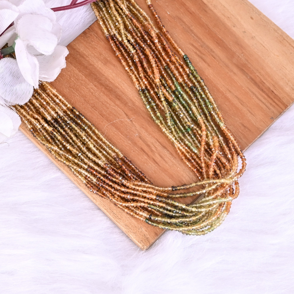 Image of Natural Multi Sapphire Loose Gemstone 44.4 Gram 3x3 mm Round Briolette Faceted Beads Strand for Jewelry Making | 1 Line Strand