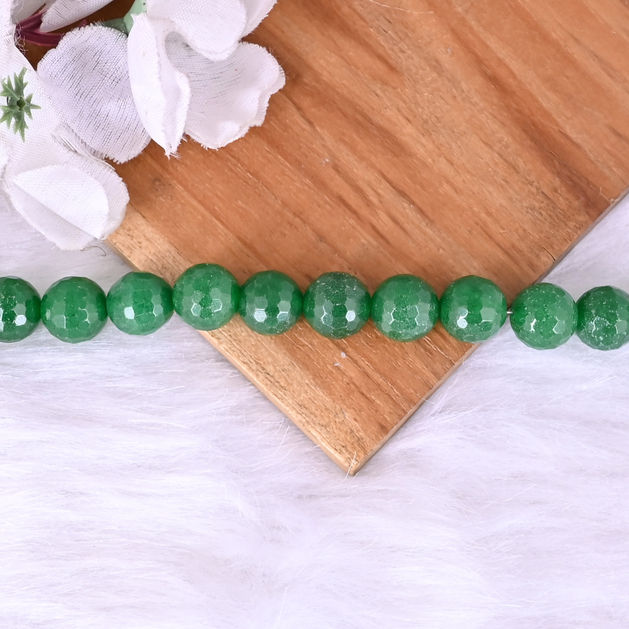Natural Green Jade Loose Gemstone 508 Gram 12x12 mm Round Briolette Faceted Beads Strand for Jewelry Making  1 Line Strand