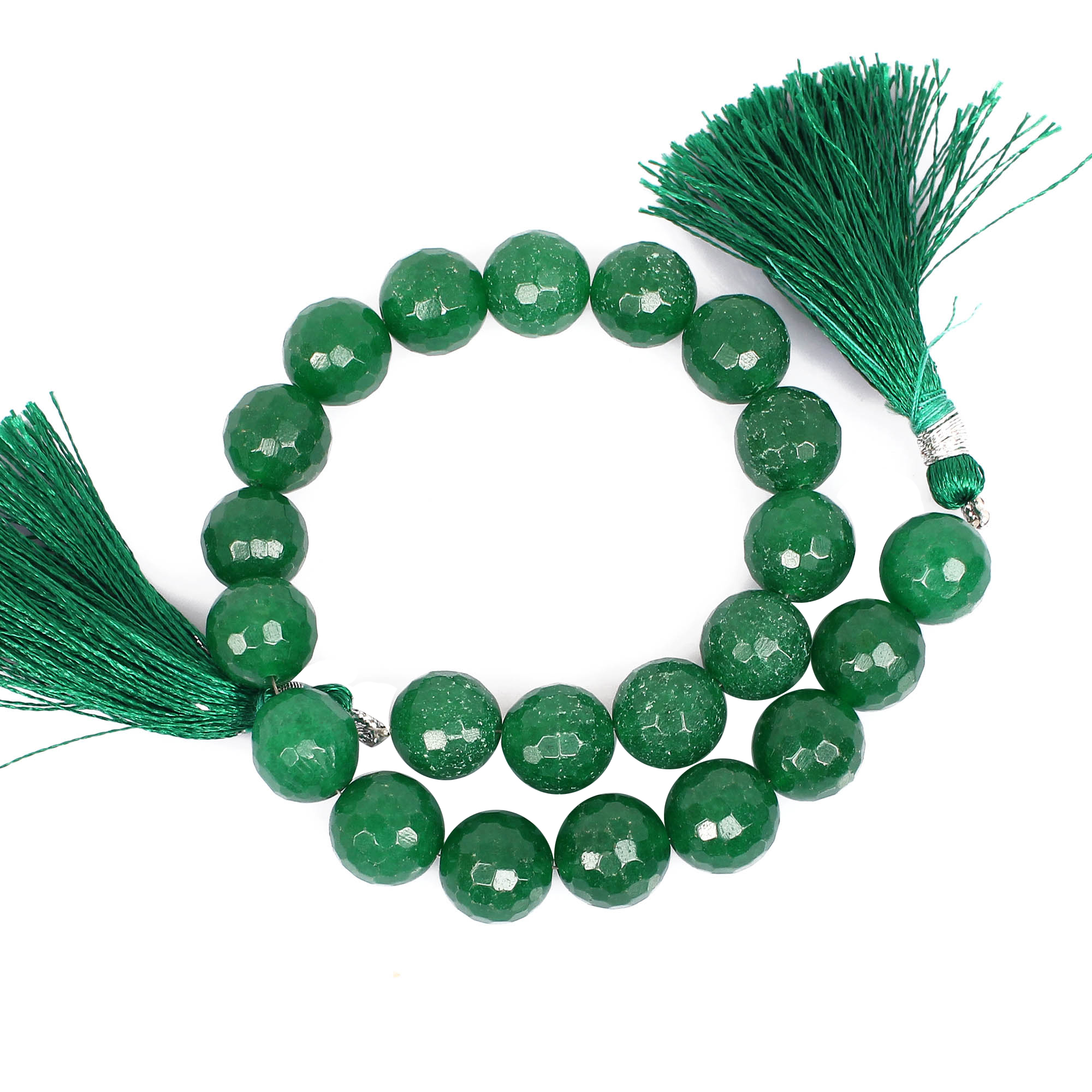 Natural Green Jade Loose Gemstone 508 Gram 12x12 mm Round Briolette Faceted Beads Strand for Jewelry Making 1 Line Strand