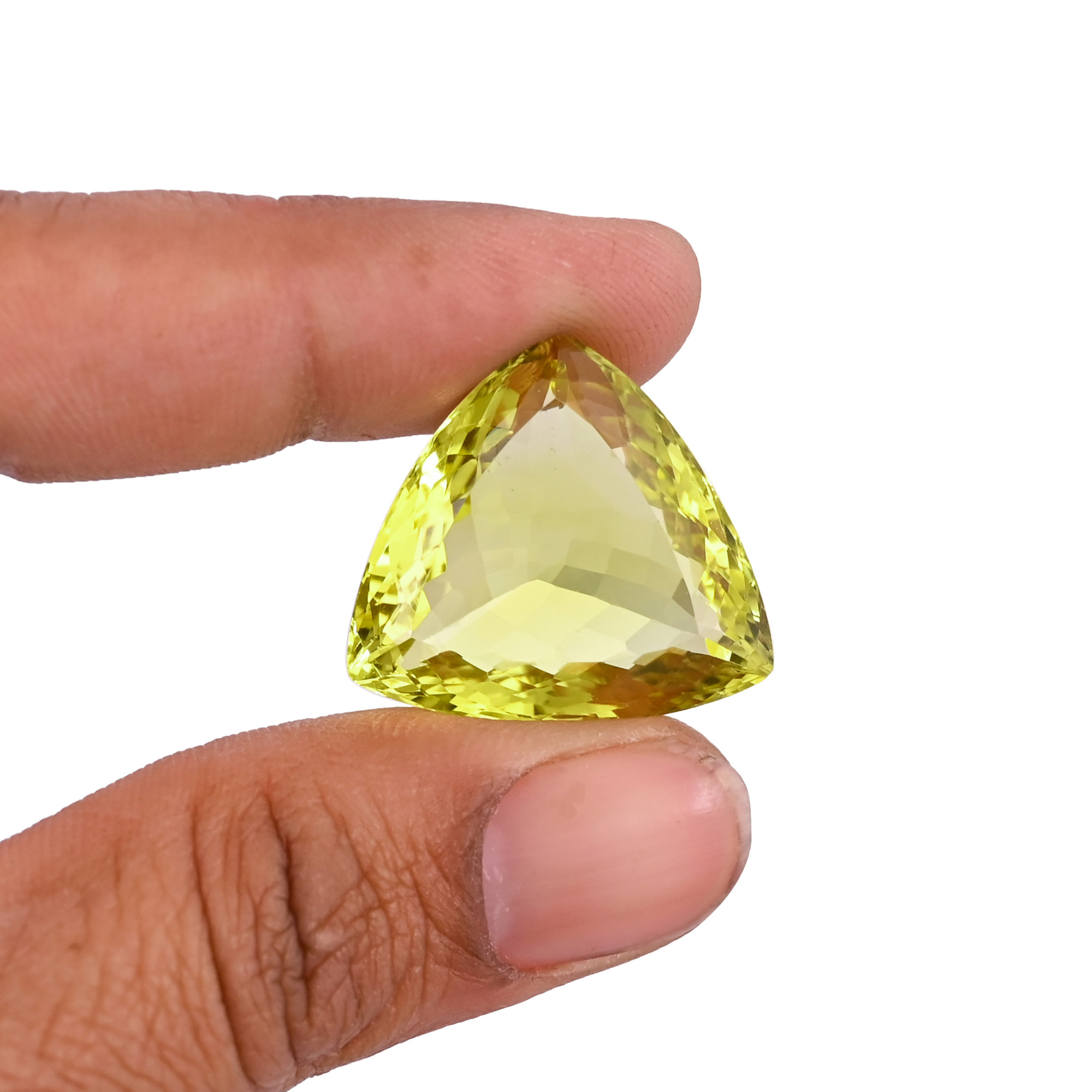 Natural Lemon Quartz 24X21MM Trillion Normal Cut 3060 Cts 1 Piece Gemstone For Making Jewelry