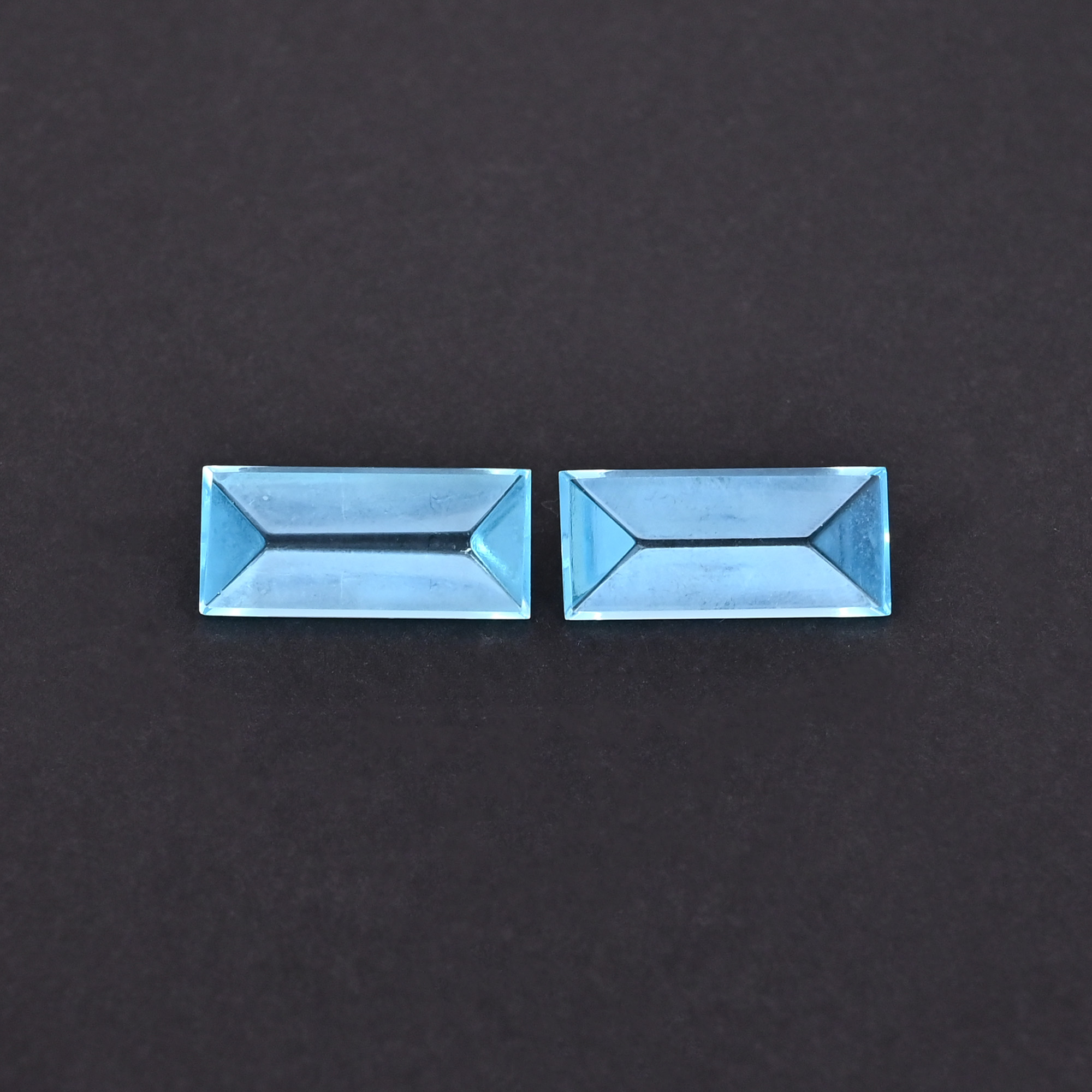 Blue Hydro Loose Gemstone 143 Carat Rectangle 20x9 mm Flat-back Faceted for Jewelry Making  1 Pair