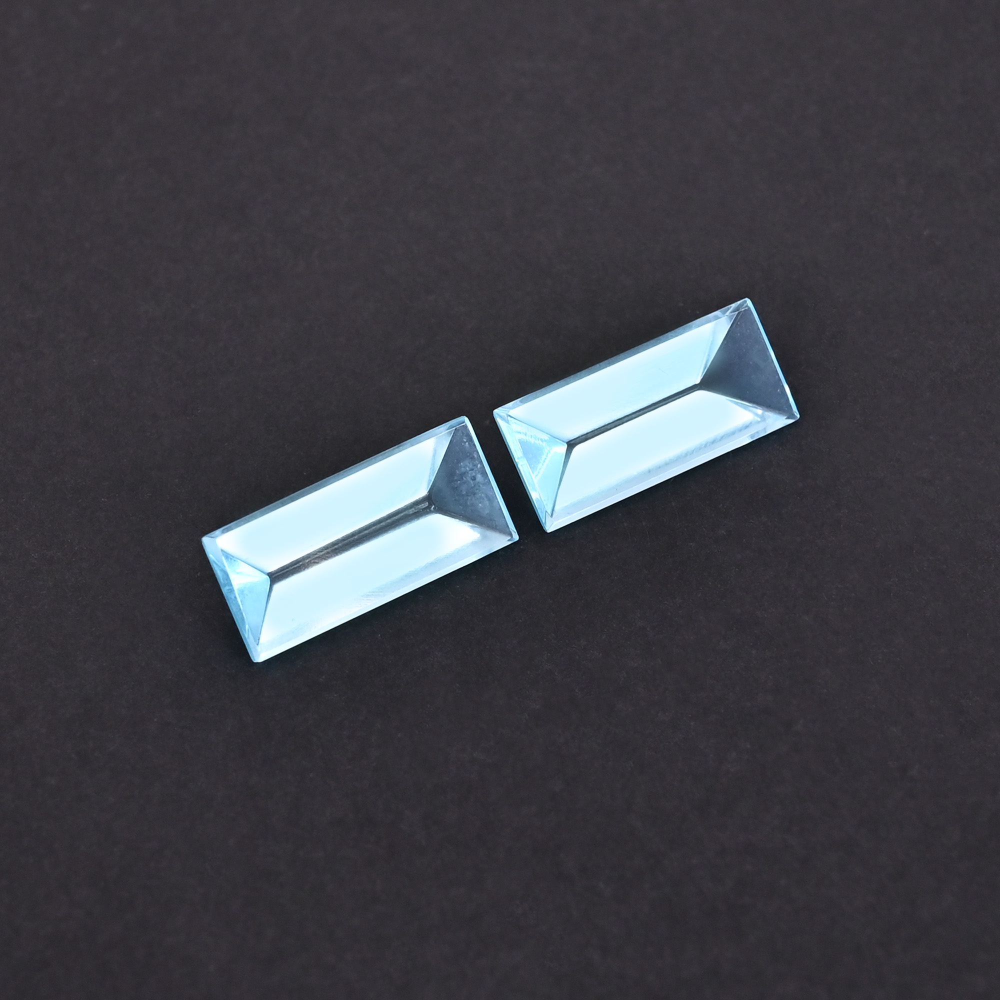 Blue Hydro Loose Gemstone 143 Carat Rectangle 20x9 mm Flat-back Faceted for Jewelry Making  1 Pair