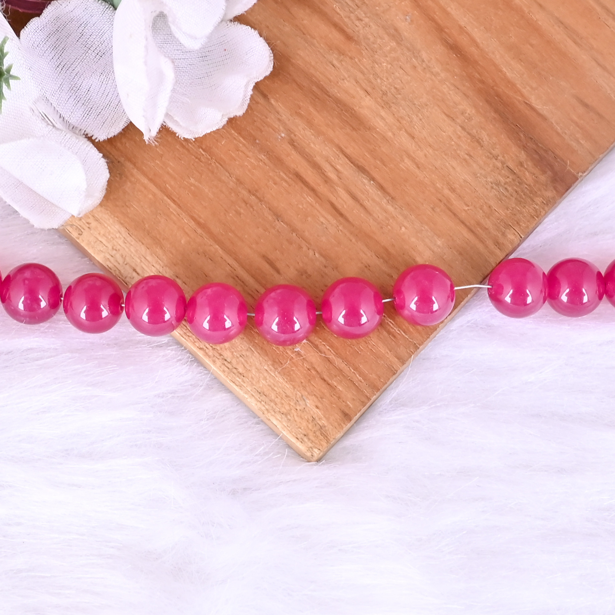Natural Fuchsia chalcedony Loose Gemstone 225 Gram 10x10 mm Round Briolette Faceted Beads Strand for Jewelry Making  1 Line Strand