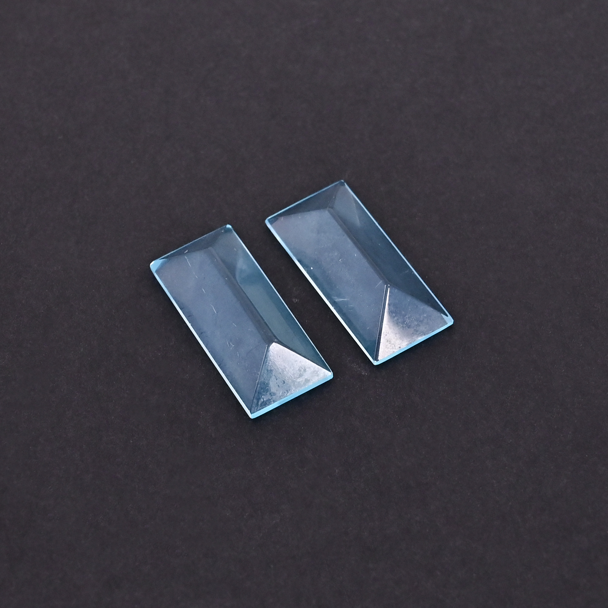 Blue Hydro Loose Gemstone 143 Carat Rectangle 20x9 mm Flat-back Faceted for Jewelry Making  1 Pair