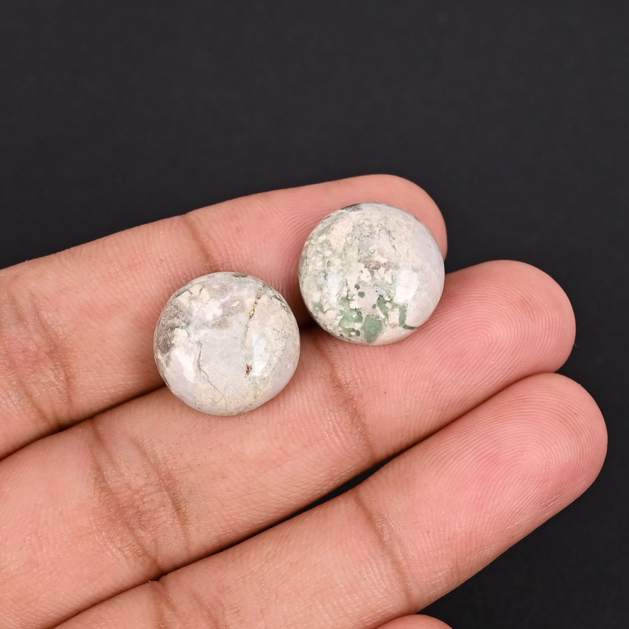 Natural Frog Skin Jasper Loose Gemstone 103 Carat Round 13x13 mm Flat-back Cabochon for Jewelry Making  1 Pcs