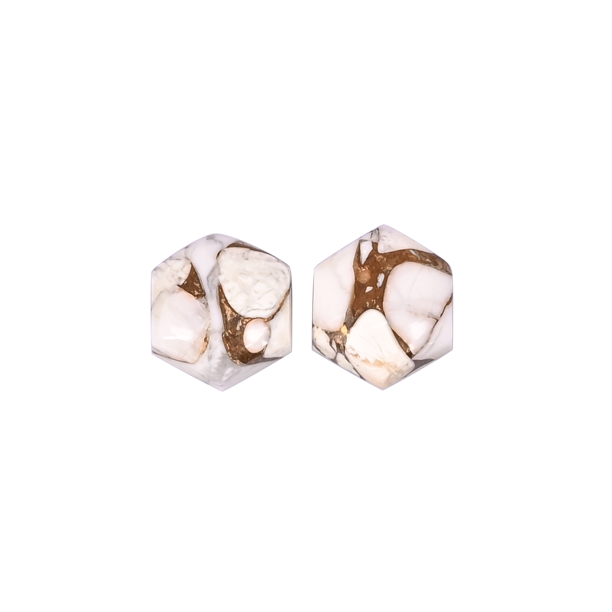 Natural Howlite Mohave Loose Gemstone 102 Carat Hexagon 10x10 mm Flat-back Cabochon for Jewelry Making 1 Pair