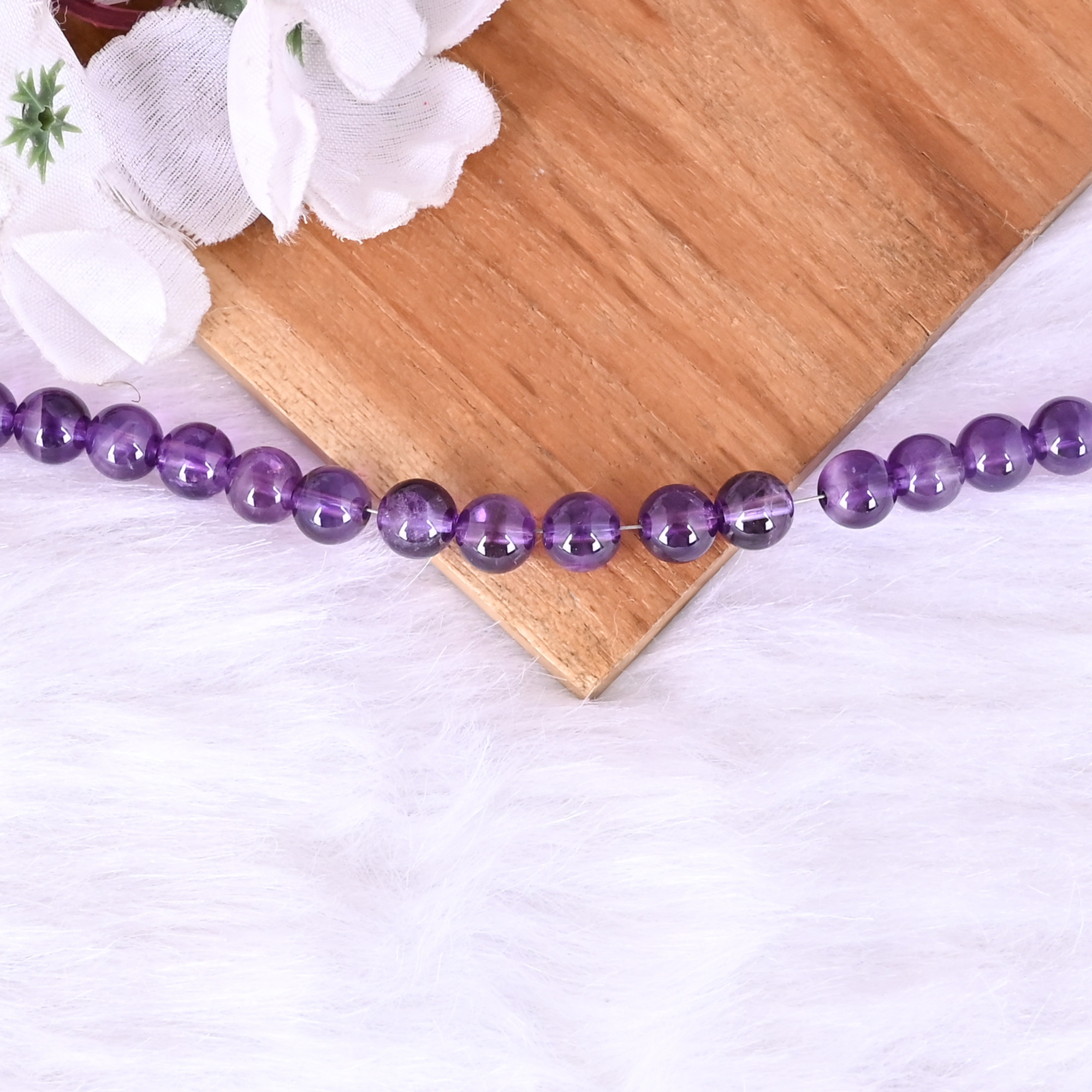 Natural Amethyst Loose Gemstone 23 Gram 8x8 mm Round Briolette Faceted Beads Strand for Jewelry Making 1 Line Strand