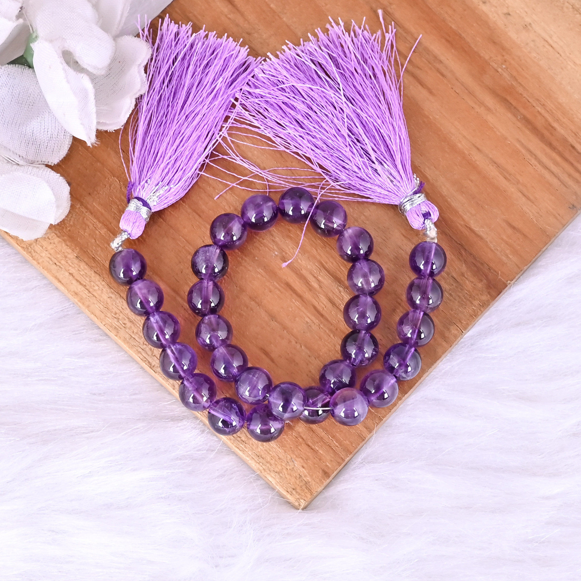 Natural Amethyst Loose Gemstone 23 Gram 8x8 mm Round Briolette Faceted Beads Strand for Jewelry Making 1 Line Strand