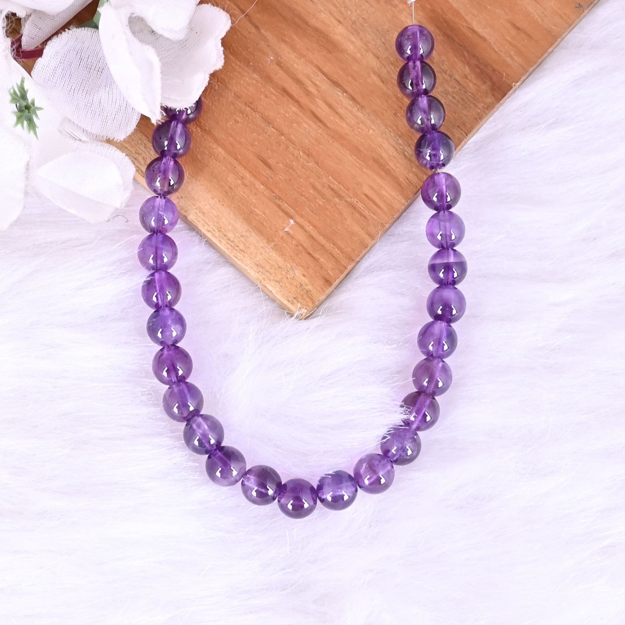 Natural Amethyst Loose Gemstone 23 Gram 8x8 mm Round Briolette Faceted Beads Strand for Jewelry Making 1 Line Strand