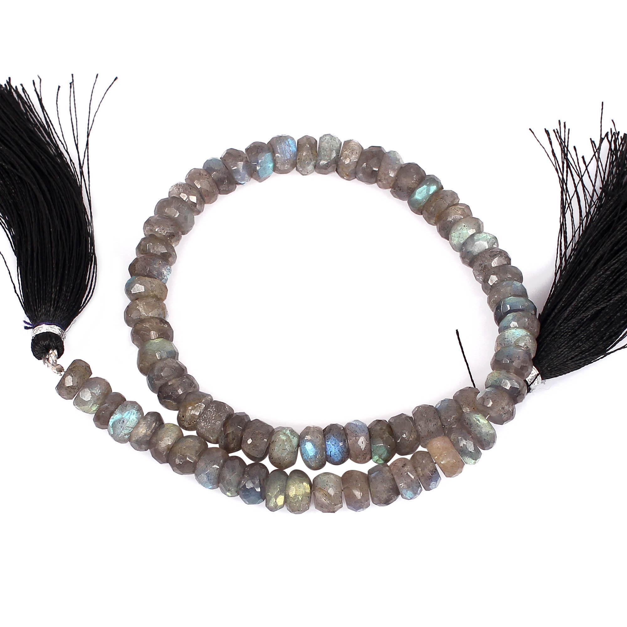 Natural Labradorite Loose Gemstone 207 Gram 6x4 mm Round Briolette Faceted Beads Strand for Jewelry Making  1 Line Strand