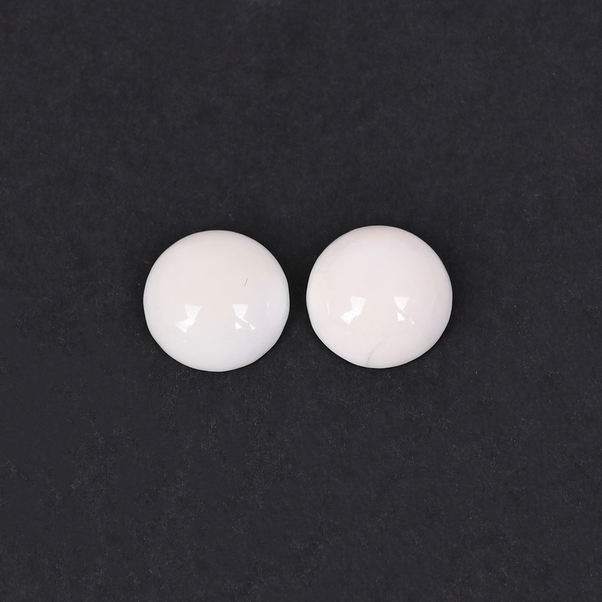 Natural White Opal Loose Gemstone 54 Carat Round 10x10 mm Flat-back Cabochon for Jewelry Making 1 Pair