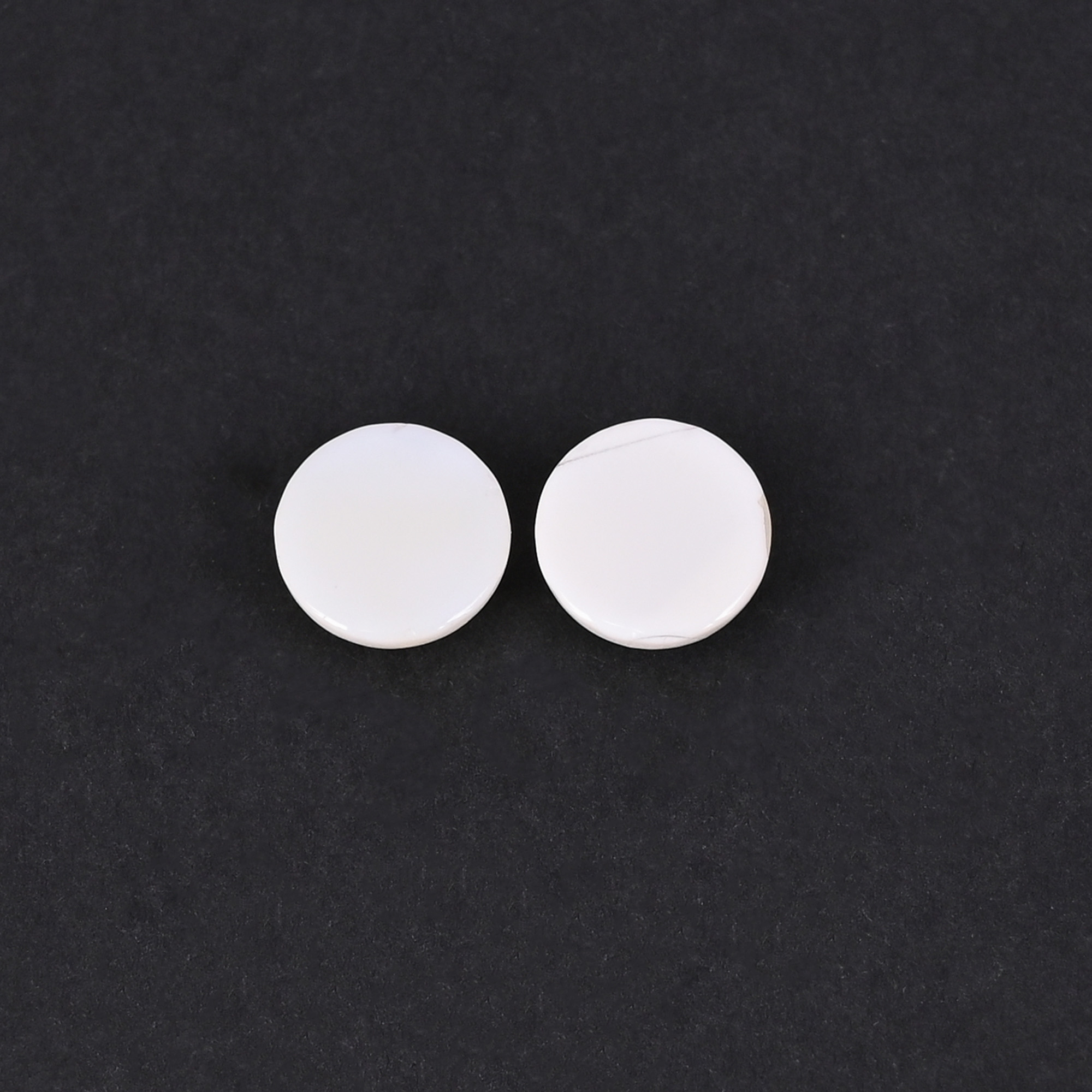 Natural White Opal Loose Gemstone 54 Carat Round 10x10 mm Flat-back Cabochon for Jewelry Making 1 Pair
