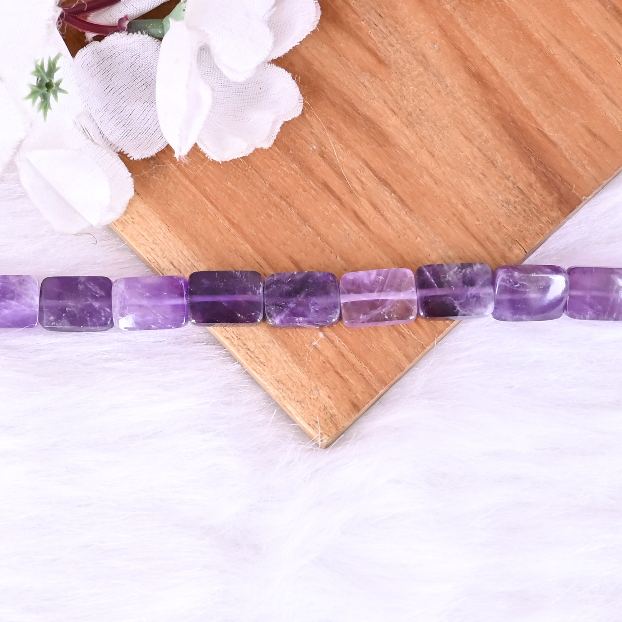 Natural African Amethyst Loose Gemstone 217 Gram 14x10 mm Rectangle Briolette Faceted Beads Strand for Jewelry Making 1 Line Strand